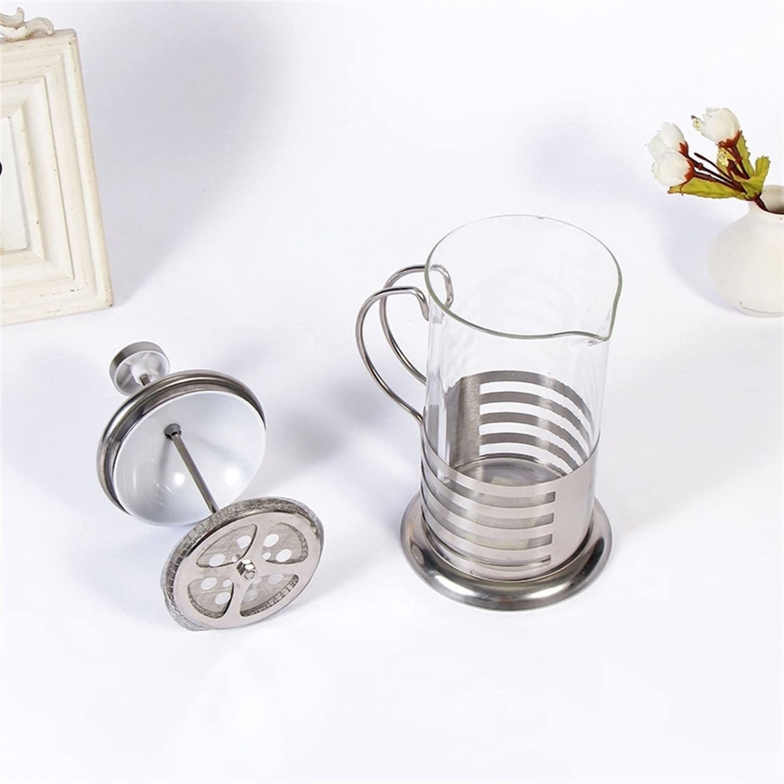 Stainless Steel Coffee Percolator & Tea Pot - 8 Cup Durable Coffee Press with Plunger for Home, Office, and Camping Use
