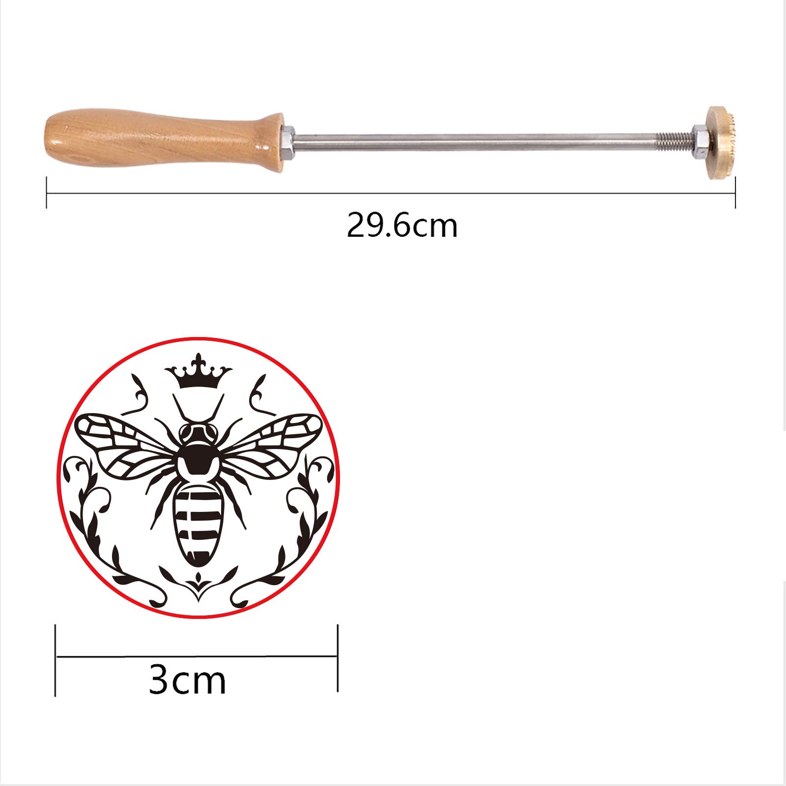 SUPERFINDINGS Bees Pattern Brass Branding Iron Stamp - 30mm Round Leather Wood Burning Tool with Long Handle for DIY Crafts, Leatherworking, Wood Burning & Baking Projects | Perfect for Customizing Leather Goods, Wood Signs & Homemade Cookies