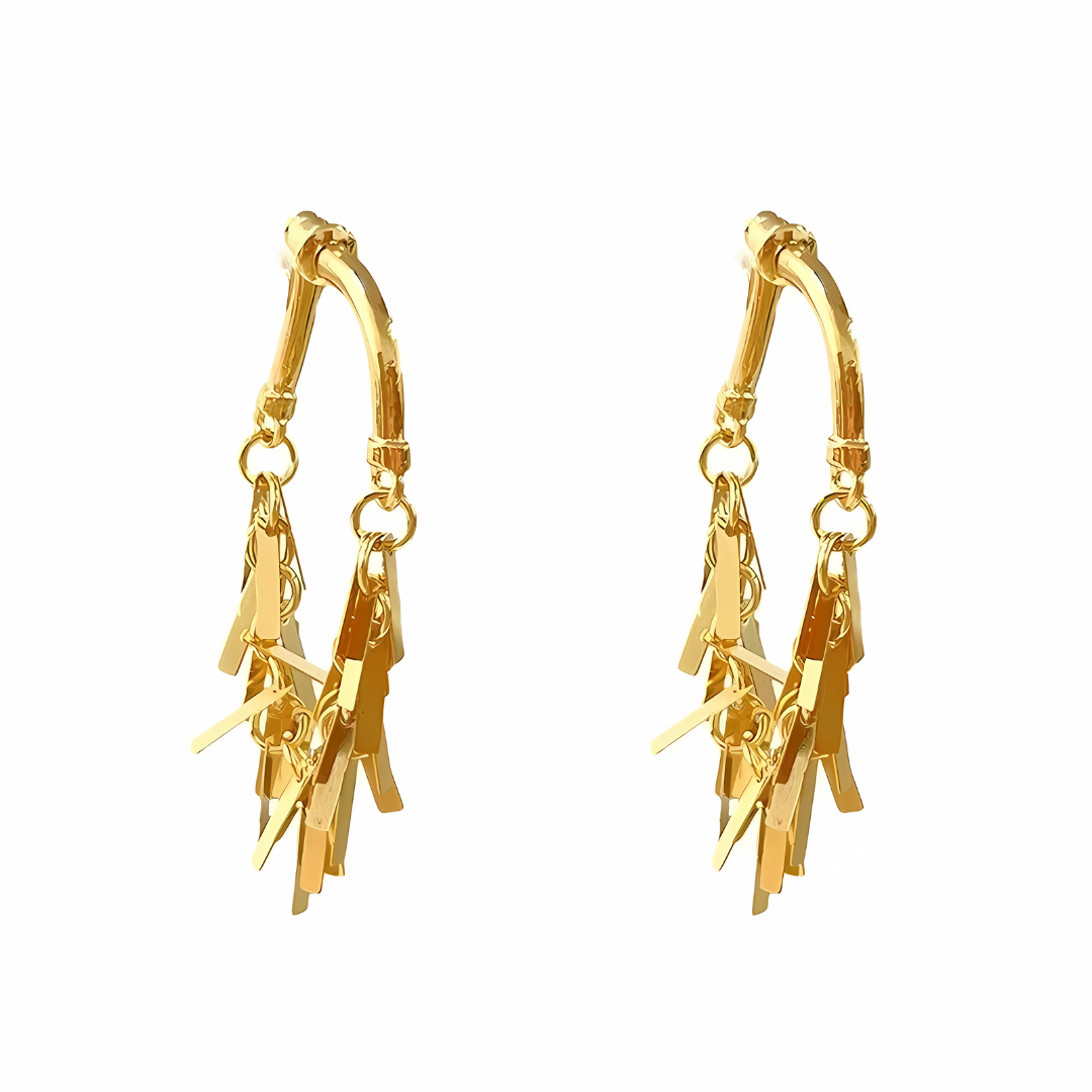 Stylish Geometric Tassel Hoop Earrings for Women | Trendy Boho Dangle Earrings | Gold & Silver Statement Jewelry | Perfect for Parties, Weddings & Everyday Wear (A7886)