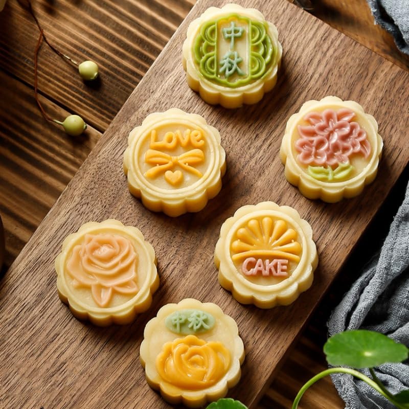 3D Moon Cake Mold Set - DIY Baking Cookie Stamps for Decorating Cakes, Pastries & Mooncakes | Medium Size (Flower C, FC4032) | Perfect for Mid-Autumn Festival, Home Baking & Holiday Treats