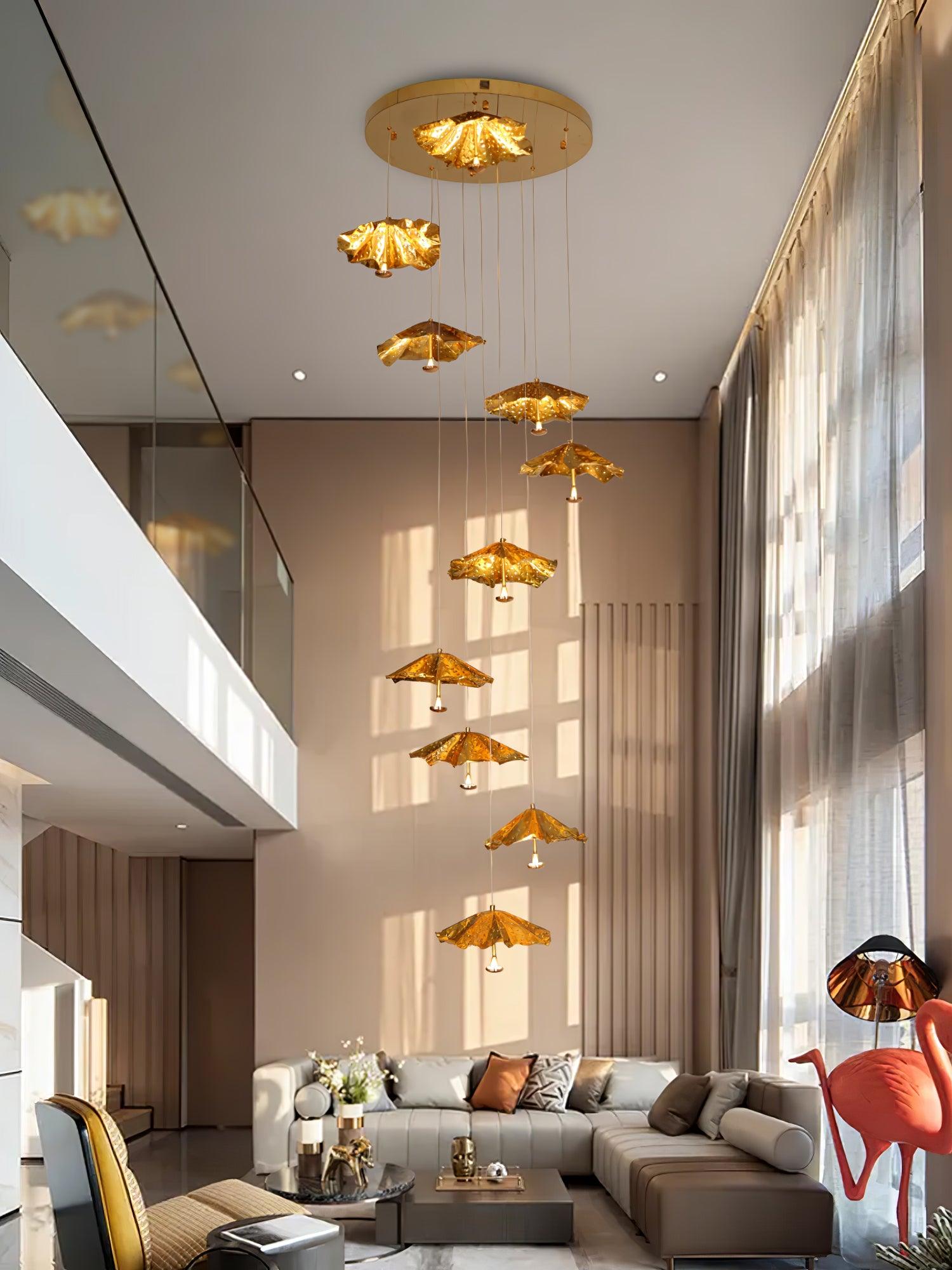 Livra Leaf Chandelier - Modern Crystal Ceiling Light Fixture for Dining Room, Living Room & Bedroom | Elegant Home Decor Lighting | Energy Efficient LED Leaf Design Pendant Lamp
