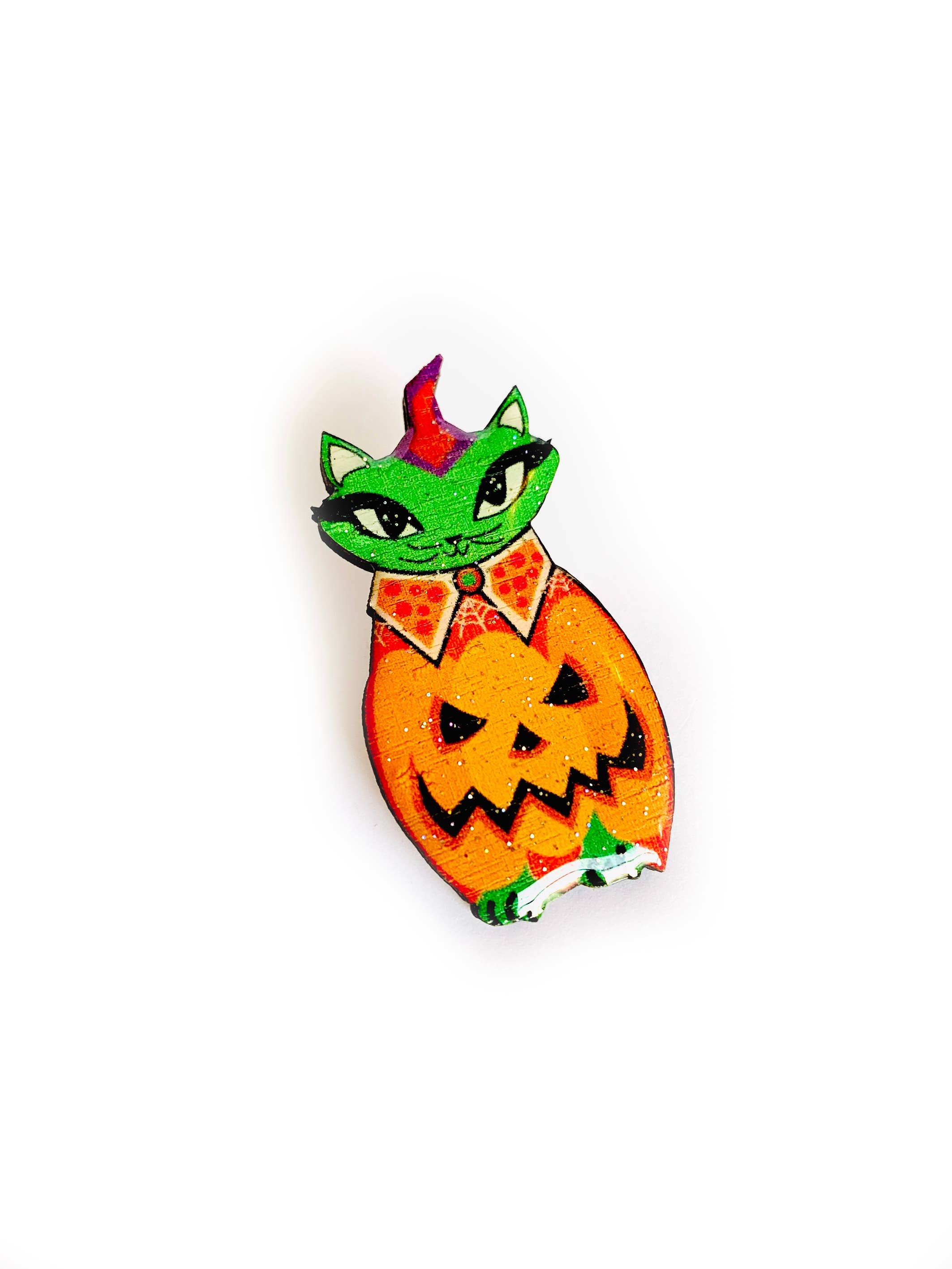 Adorable Cat in a Pumpkin Costume Enamel Pin - Cute Halloween Pet Accessory by Rosie Rose Parker - Perfect for Jackets, Backpacks & Gift Giving