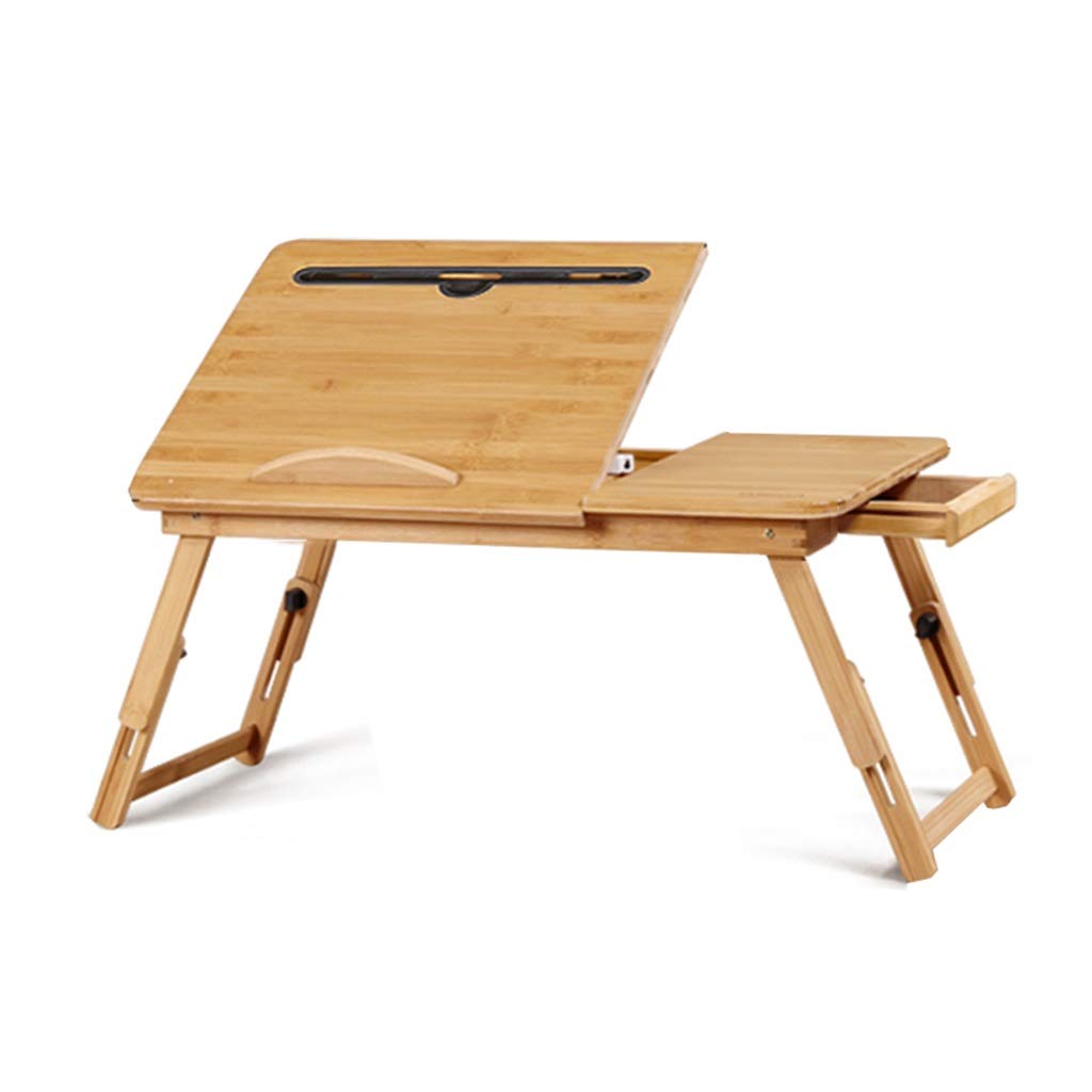 Shenzuyang Folding Low Table - Multifunctional Laptop Desk for Bed, Floor, or Bay Window - Compact Study Desk (Beige, 55x34x20-27cm) - Perfect for Small Spaces, Dorm Rooms & Home Office Use