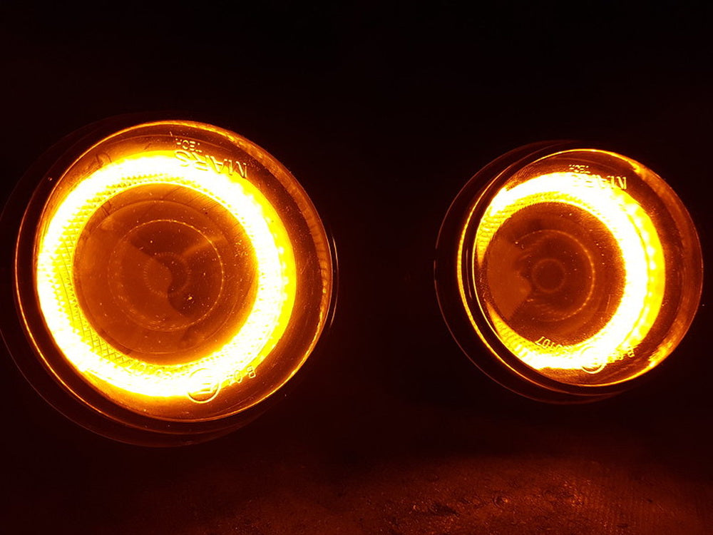 110mm White/Amber Switchback LED Halo Ring Kit - Universal Headlight & Fog Light Retrofit for Cars, Trucks, SUVs - DRL Daytime Running Lights Upgrade with Angel Eyes Effect