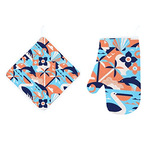 Tropical Sea Geometric Pattern Blue