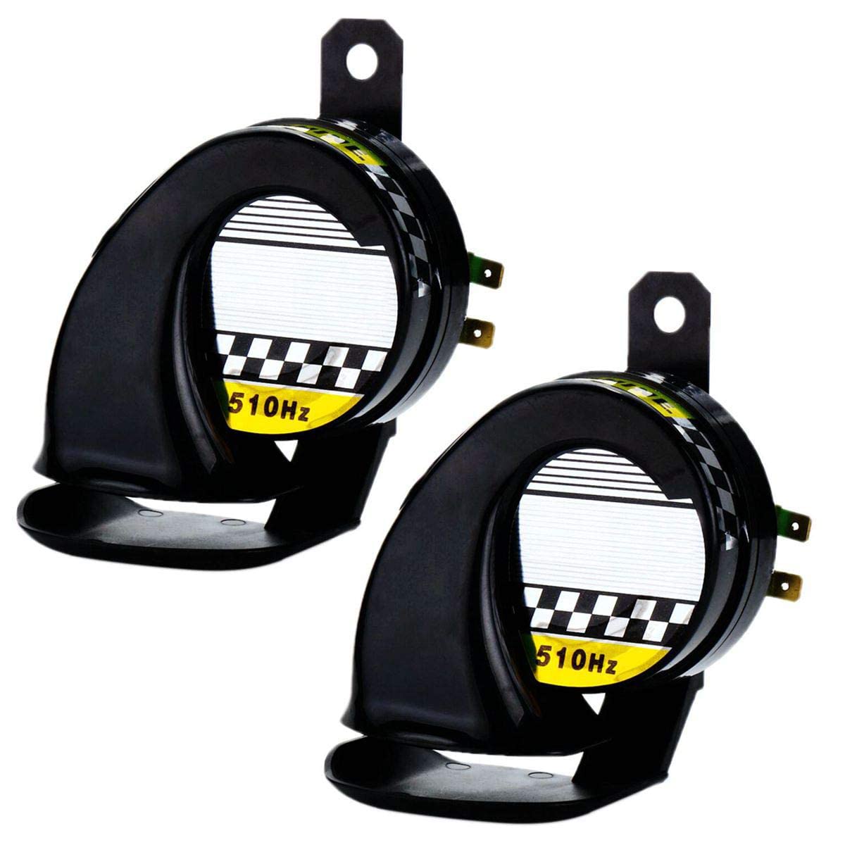 MASO 12V Dual Horn Siren Speaker - Waterproof Motorcycle Snail Air Horn for Motorbike, Auto, Car & Scooter (Black) - Loud Safety Alarm for Emergency, Traffic Warning & Vehicle Protection