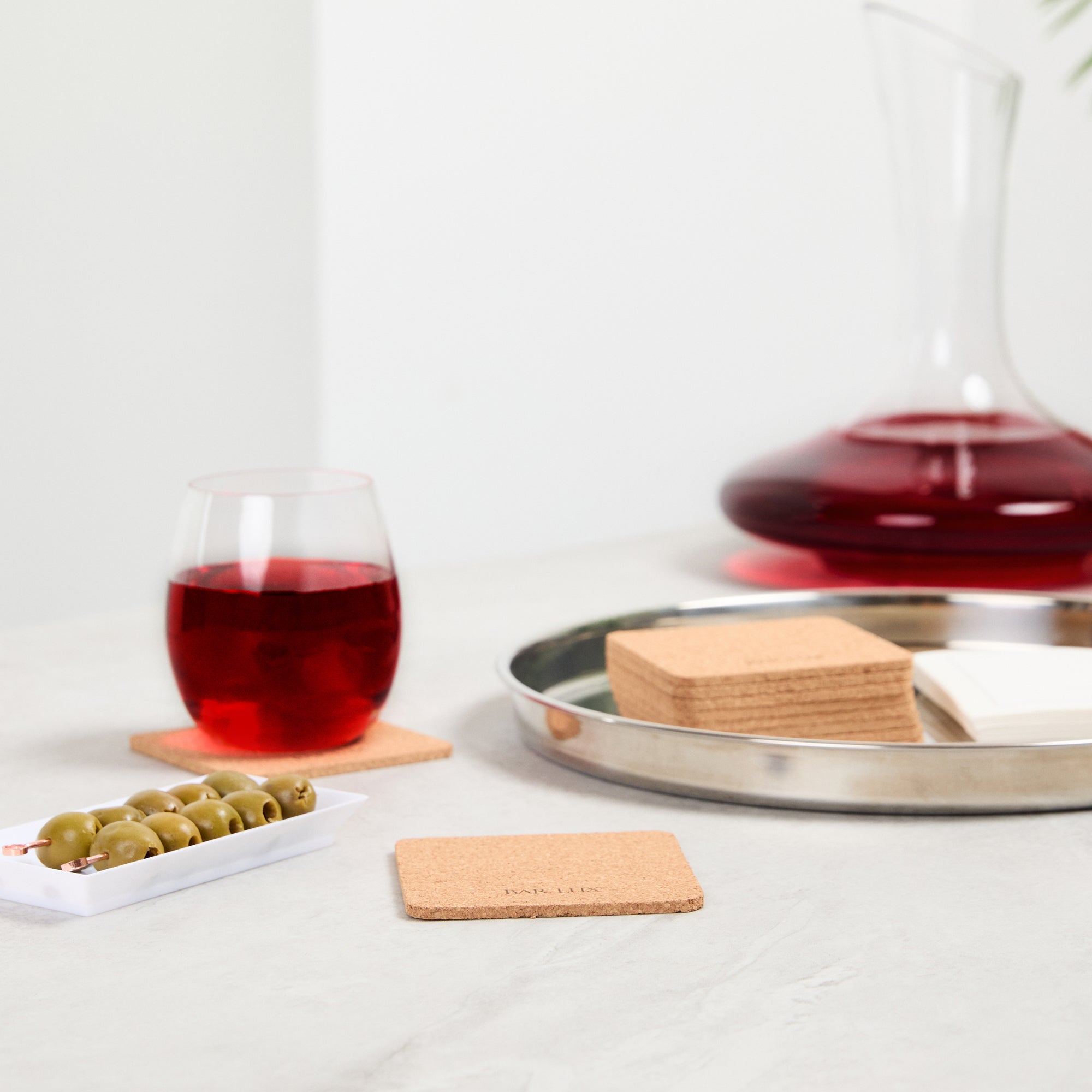 Premium Square Cork Coasters Set of 20 - 3.5