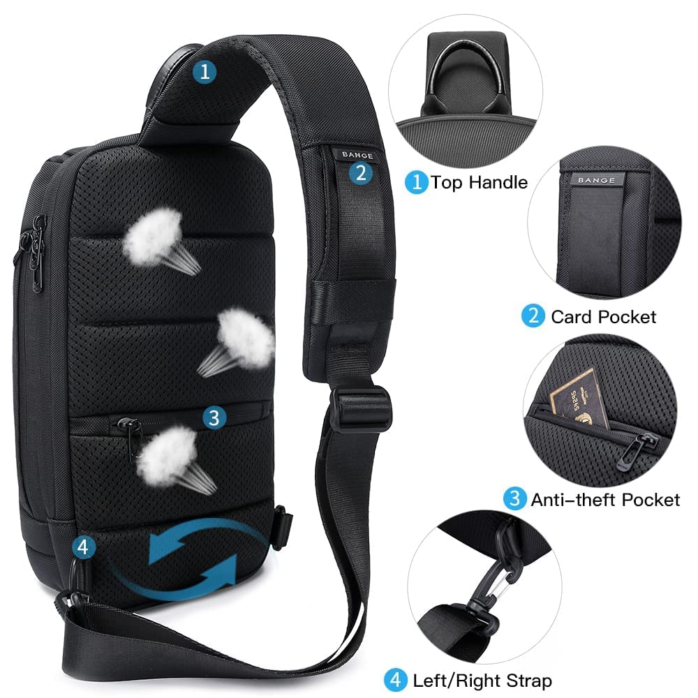 BANGE Sling Bag for Men & Women - Lightweight Crossbody Shoulder Backpack for Travel, Hiking & Daily Use | Water-Resistant & Adjustable Strap