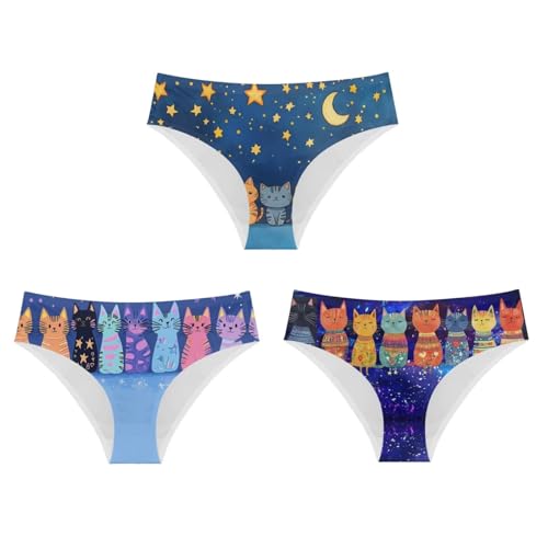Colorful Cat Moon Star