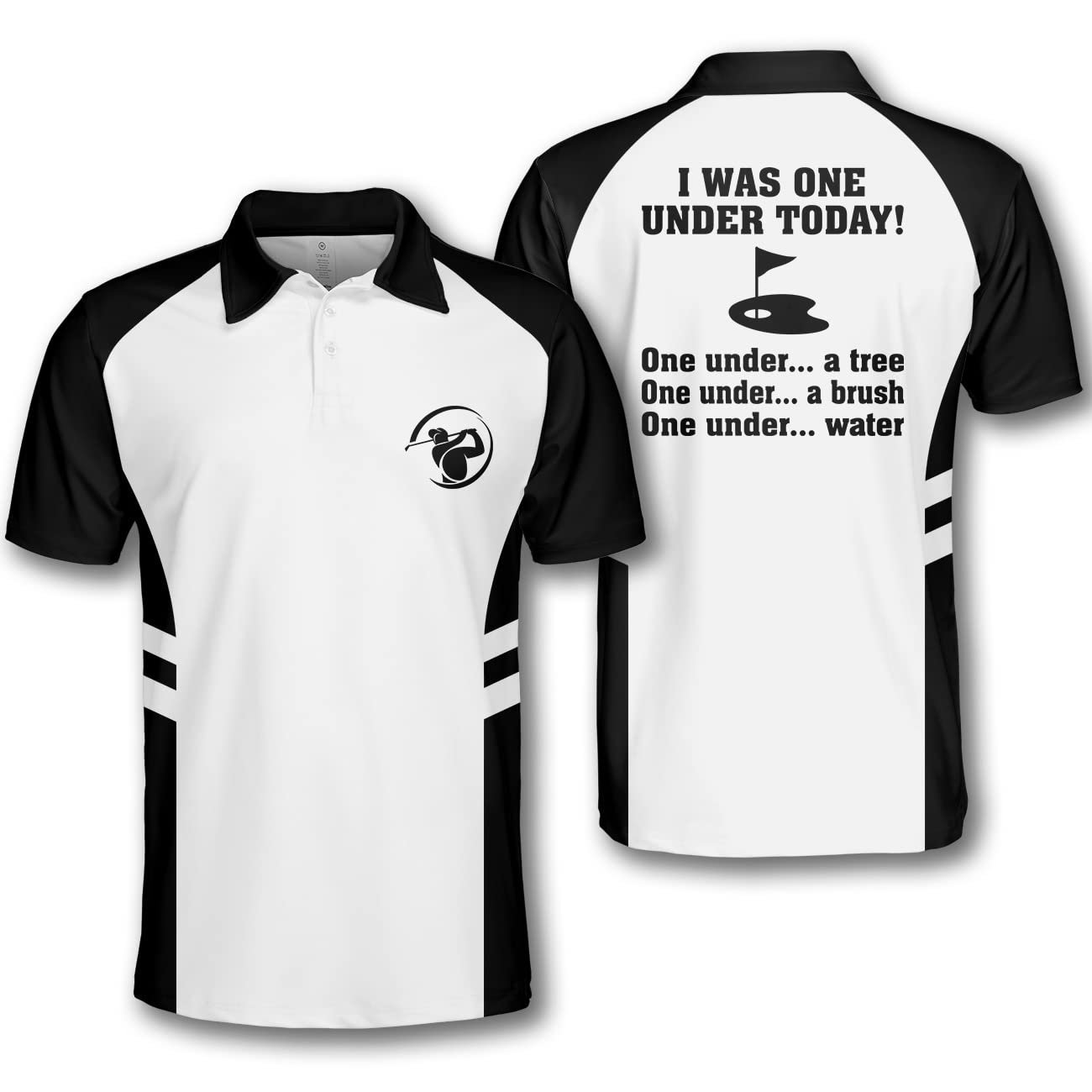 Pologen Men's Funny 'I Was One Under Today' Golf Polo Shirt - Breathable Dry Fit Performance Shirt for Golfers - Perfect Golf Tournament Gift & Casual Wear