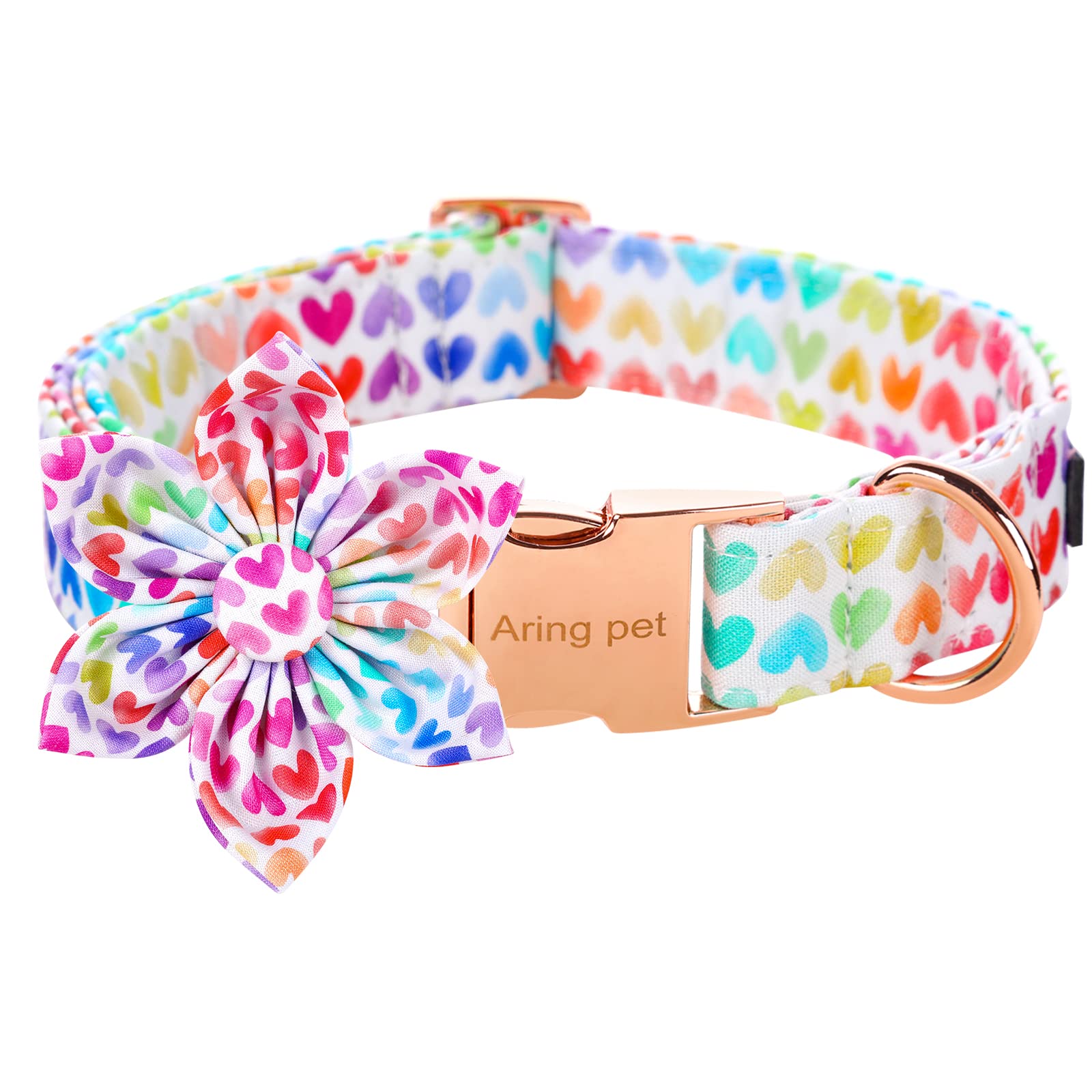 ARING PET Dog Collar with Detachable Flower - Colorful Adjustable Pet Collar for Small, Medium & Large Dogs - Perfect for Walks, Training & Special Occasions