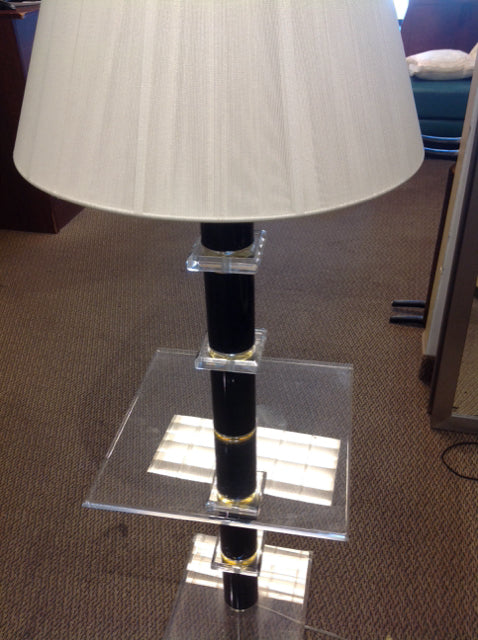 Vintage Black & Lucite Table Floor Lamp - 60