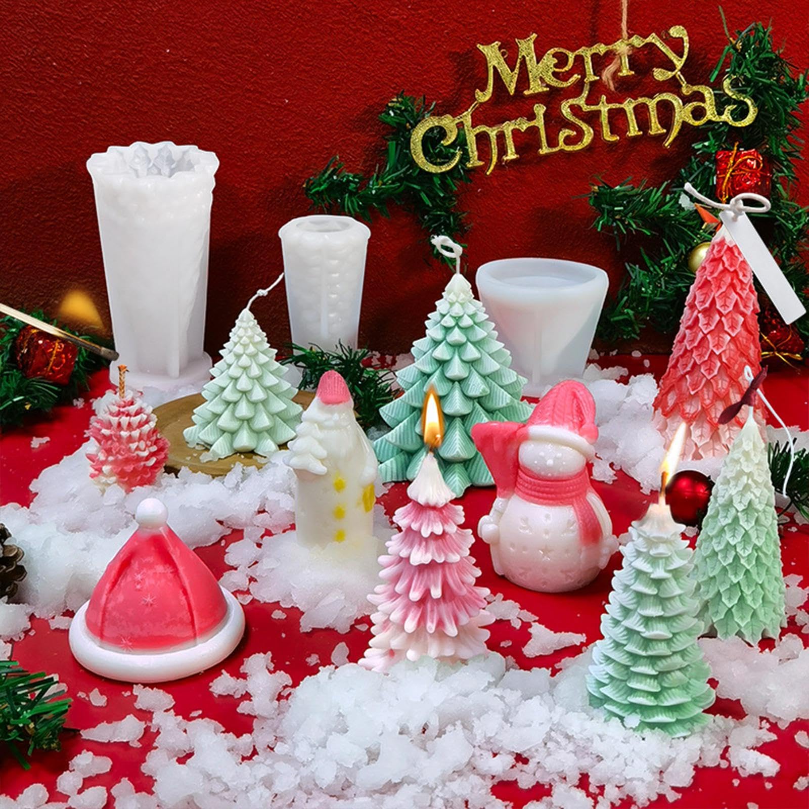 SECRET DESIRE Christmas Silicone Mold for Candle & Soap Making - Festive Holiday Decor DIY Craft Kit (Style A) | Perfect for Christmas Gifts, Home Decor, and Holiday Crafting Projects