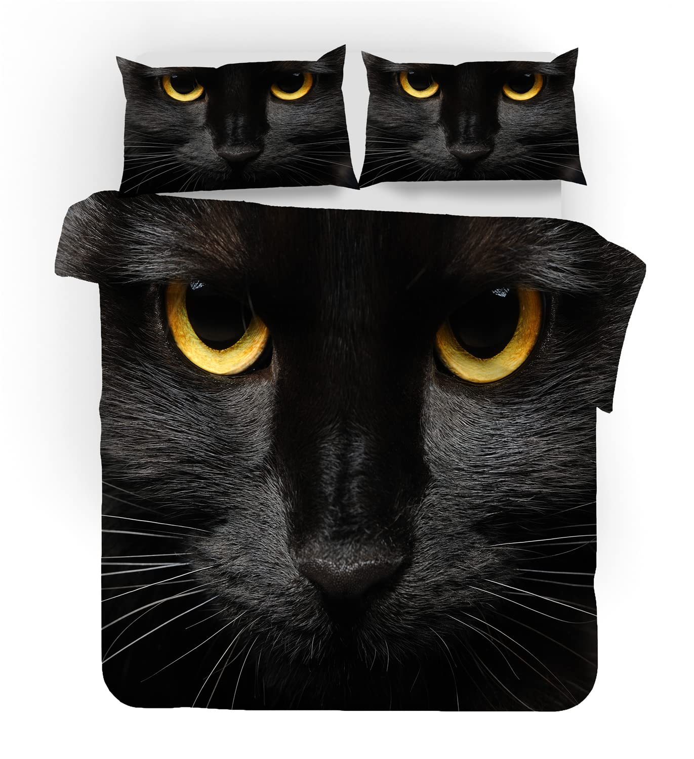 3D Cat Duvet Cover Set for Kids - Queen Size 4pcs, Cute Pet Bedding for Boys & Girls