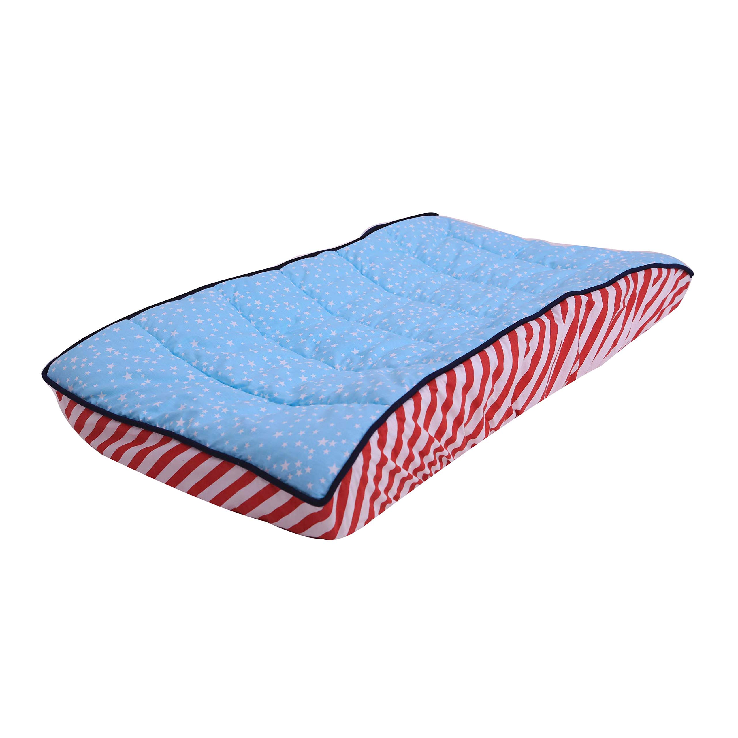 Bacati Space Multicolor Cotton Changing Pad Cover for Boys - Blue Stars Design, Soft & Breathable Baby Changing Table Cover - Perfect for Nursery, Daycare & Travel