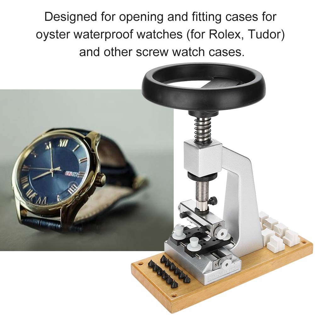 Professional 5700 Bench Screw-in Watch Case Opener Tool Kit with 6 Dies - Perfect for Oyster & Waterproof Watches Repair | Watch Back Removal & Closing Tool for Watchmakers & DIY Enthusiasts | Ideal for Rolex, Omega & Luxury Watch Maintenance