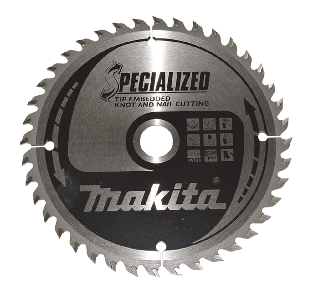 Makita 6.5-Inch 40-Tooth Titanium Carbide Saw Blade for Wood & Engineered Wood - Perfect for Table Saws, Miter Saws & Circular Saws