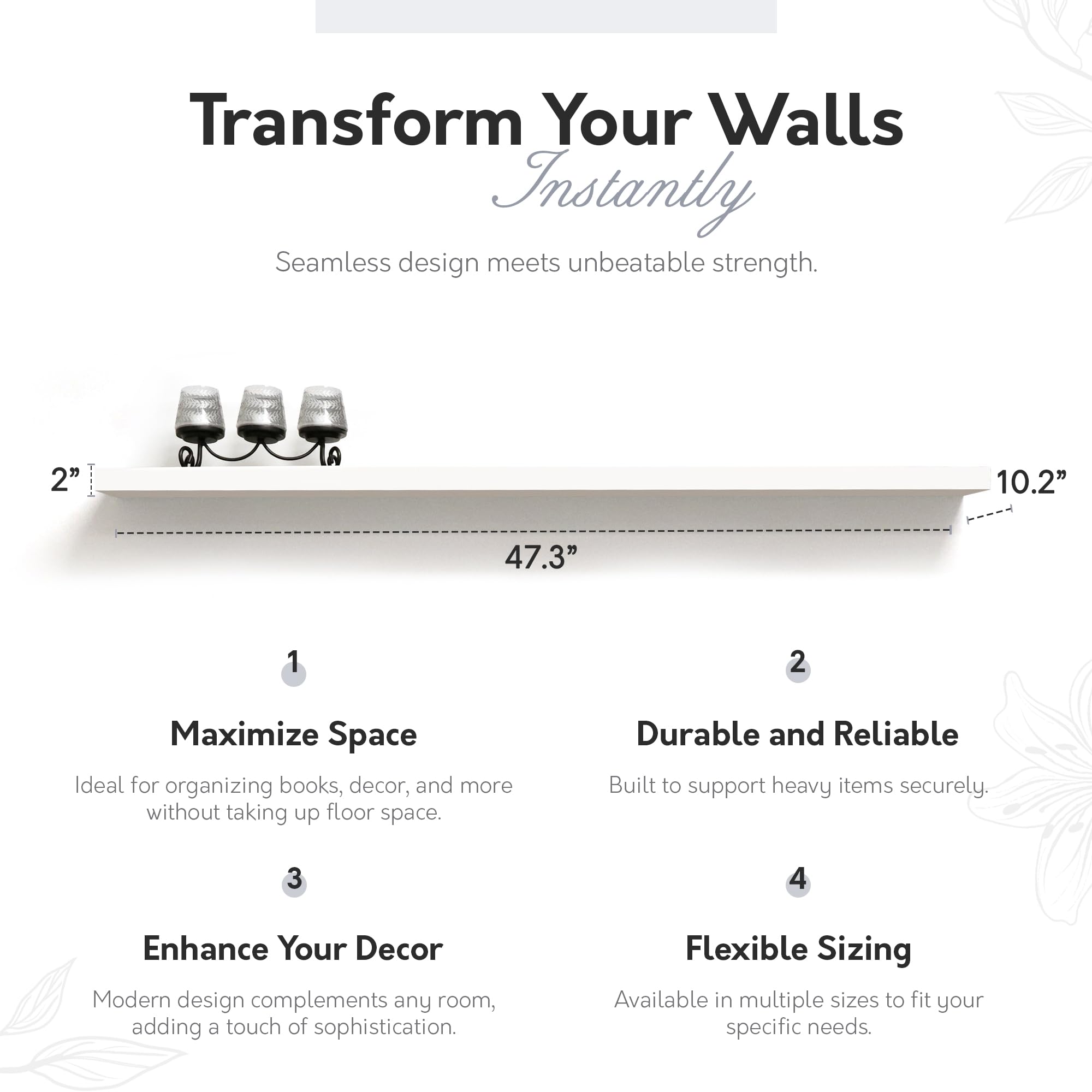 InPlace Floating Shelves for Wall - 10.2