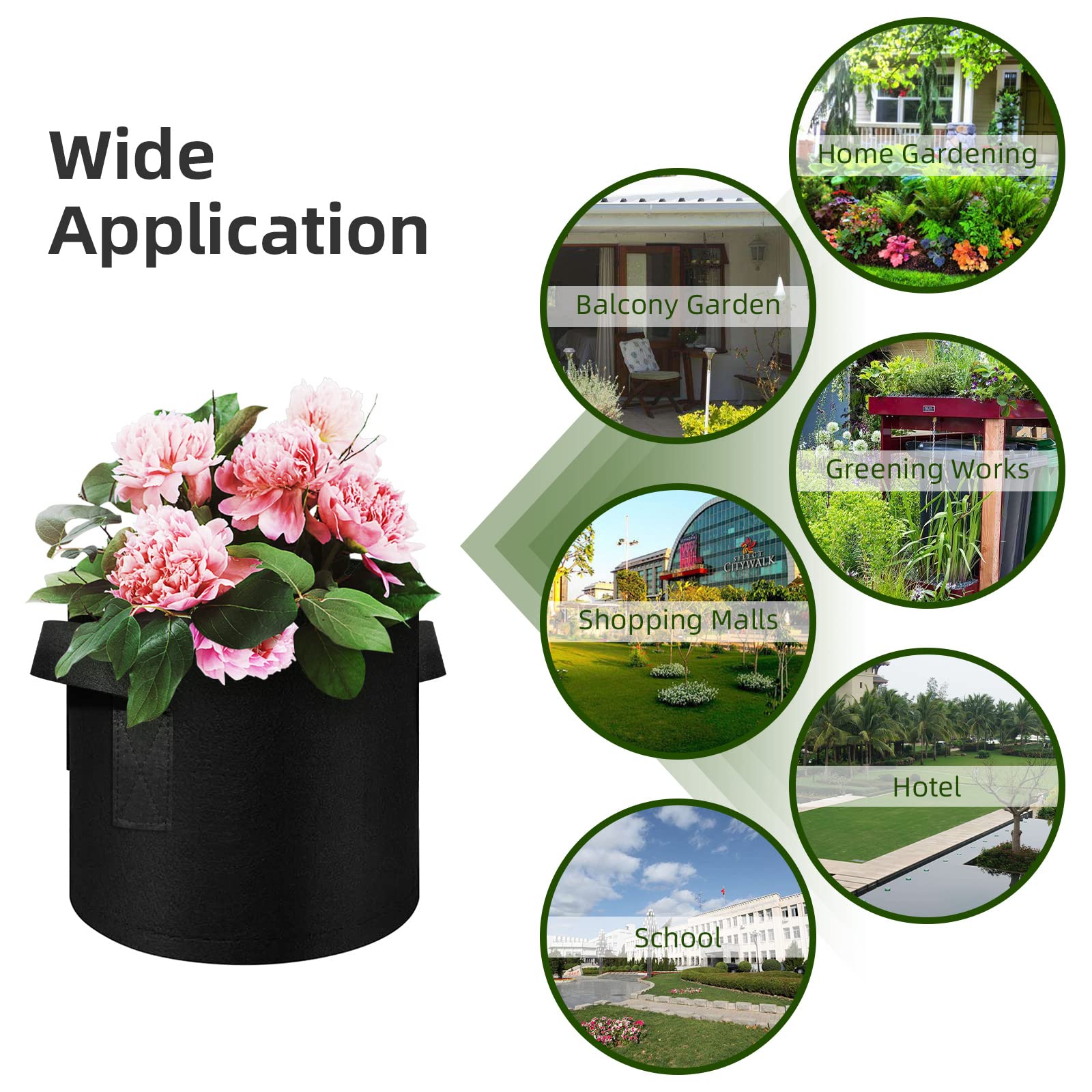 12-Pack 5 Gallon Thickened Nonwoven Fabric Plant Grow Bags with Handles - Durable Garden Planter Pots for Vegetables, Flowers, Fruits & Outdoor Plants (Black) - Perfect for Raised Bed Gardening, Container Planting & Urban Farming