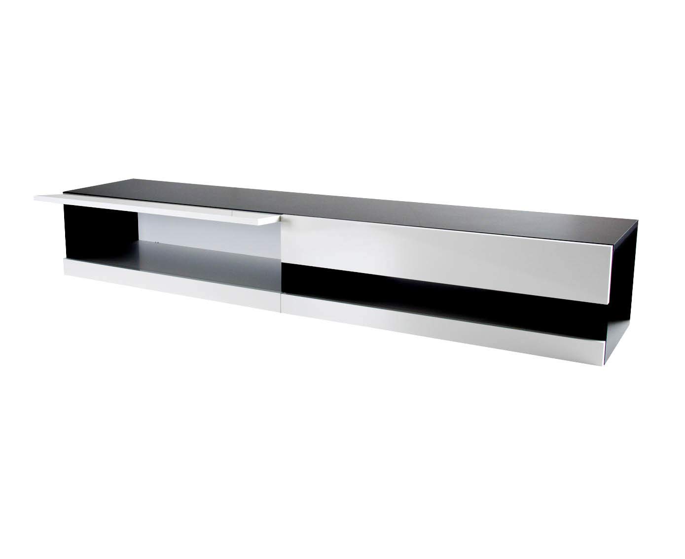 VIGO Modern Gloss TV Stand for 55-75 Inch TVs - Black & White Finish - Stylish Entertainment Center for Living Room, Bedroom & Home Theater