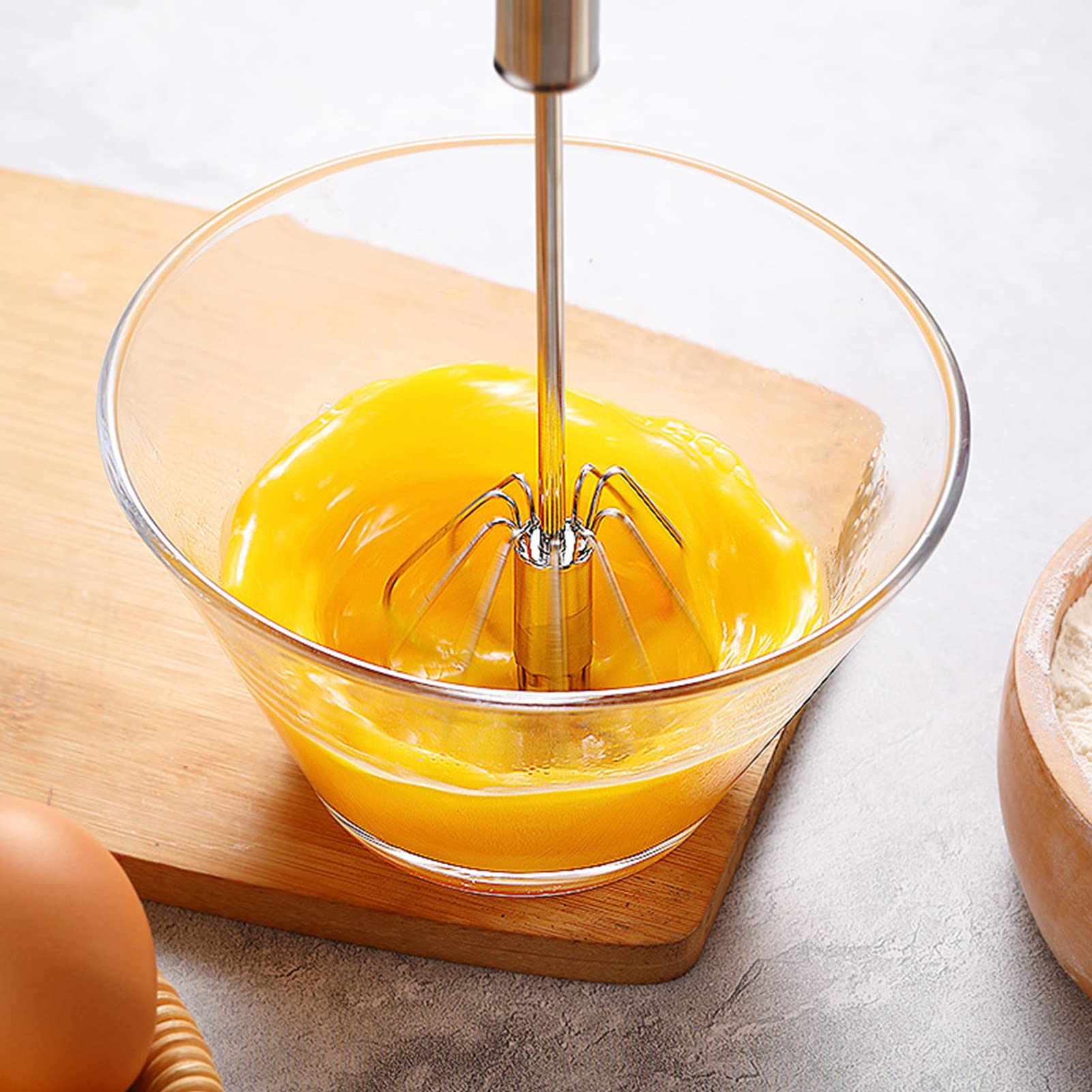 Stainless Steel Hand Push Rotary Egg Whisk - Fast Mixing, Beating & Stirring - Multi-Purpose Egg Beater & Milk Frother for Baking, Cooking & Coffee Making - Perfect for Kitchen, Restaurant & Home Use (Green)