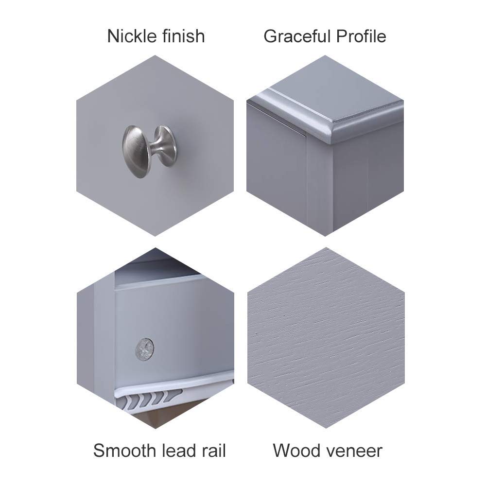 Gray Nightstand with 2 Drawers - 28