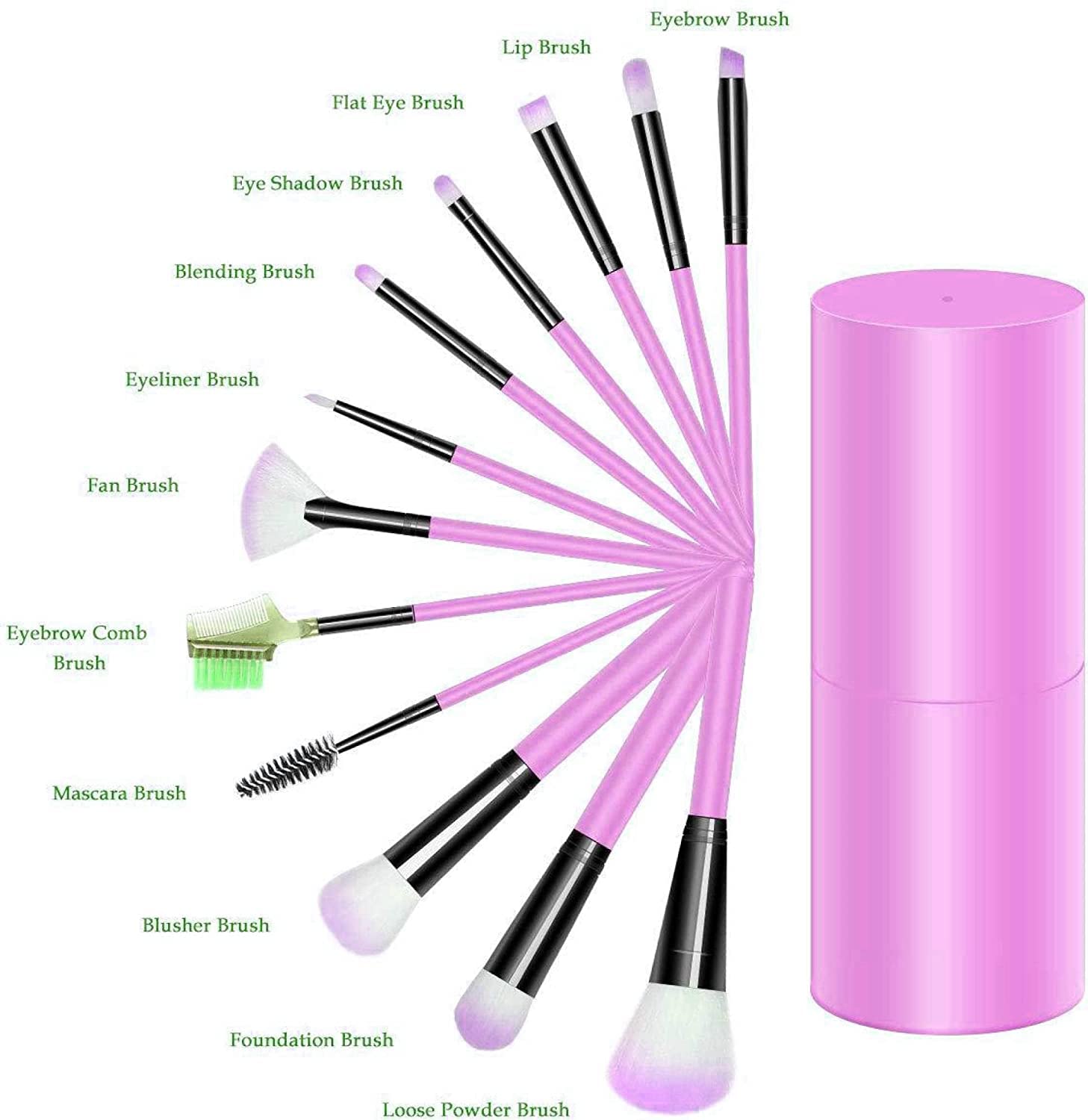FOZZBY 12-Piece Professional Makeup Brush Set with Storage Box - Soft Pink Vegan Brushes for Foundation, Blush, Eyeshadow & More - Perfect Gift for Women & Girls (Ideal for Travel, Home & Professional Use)