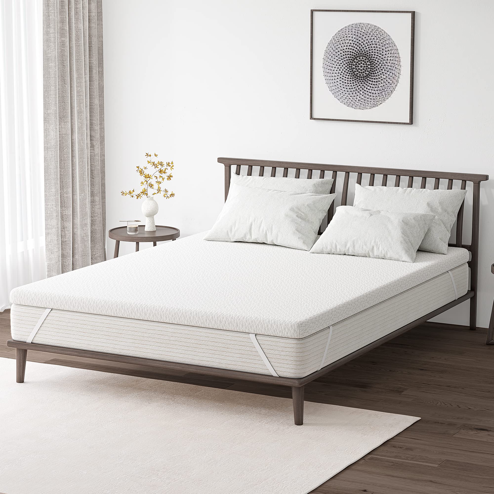 Homhougo 3 Inch Green Tea Memory Foam Mattress Topper for Twin Bed - Breathable Bamboo Cover with Zipper, Cloud-Like Soft Support - Perfect for Back Pain Relief & Guest Room Comfort