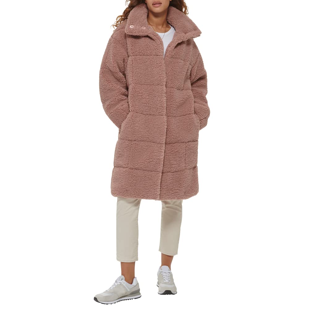 Levi's Women's Long Length Patchwork Quilted Teddy Coat - Warm Winter Jacket for Casual Outings & Street Style Fashion