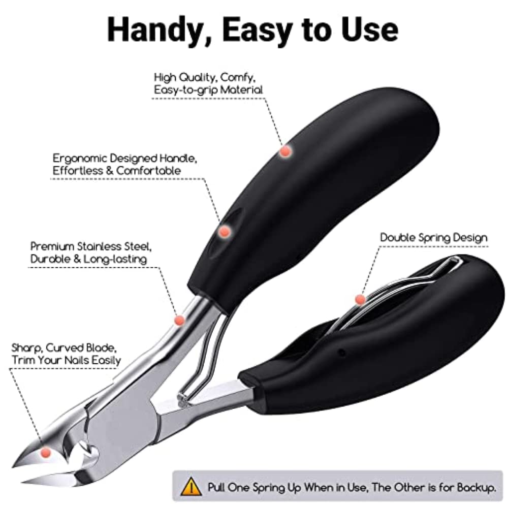 FeelHigh Professional Nail Clipper Set for Men, Women & Seniors - 2 Pack Stainless Steel Toenail Clippers with Comfort Grip - Perfect for Home, Travel & Pedicure Care