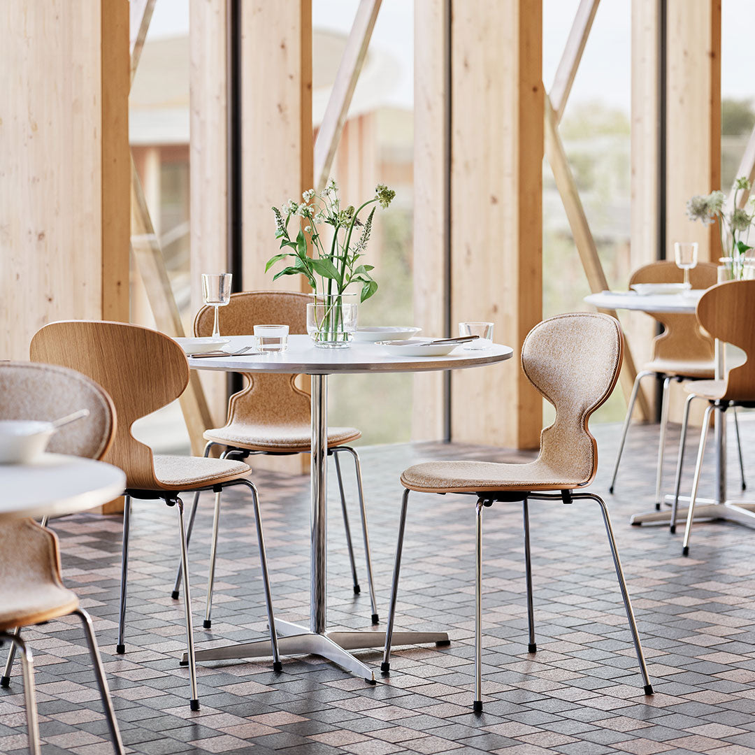 Ant Chair 3101 - Modern Clear Lacquered Wooden Chair with Front Upholstered Seat | Mid-Century Design for Dining Room, Office & Lounge Decor