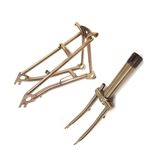 Premium Titanium Rear Frame Triangle & Fork Set for Brompton Folding Bike - Rose Gold (Copper) Finish | Lightweight & Durable Upgrade for Urban Commuting & Travel