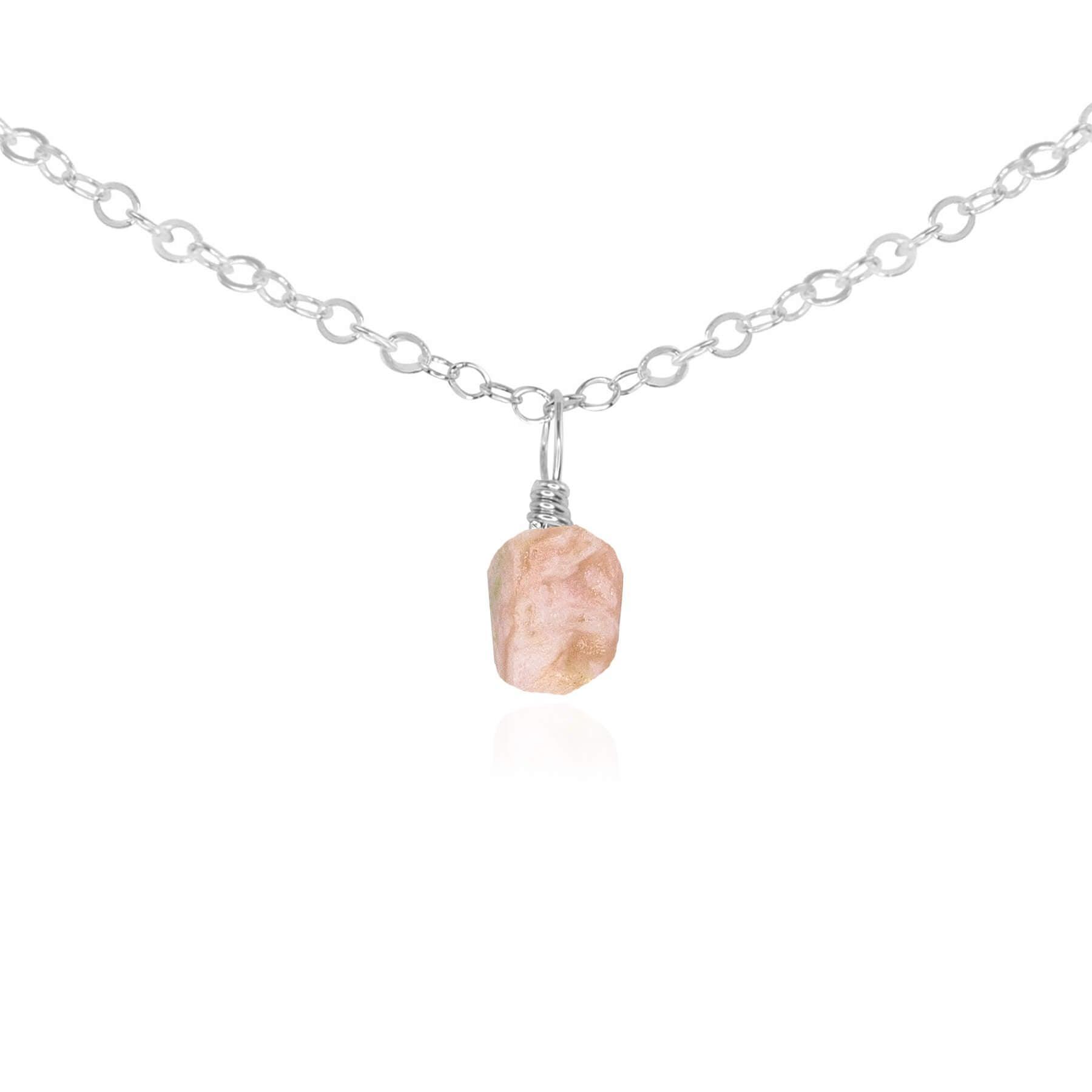 Natural Pink Peruvian Opal Gemstone Pendant Necklace - Dainty Choker for Women, Boho Jewelry Gift for Her, Perfect for Everyday Wear & Special Occasions