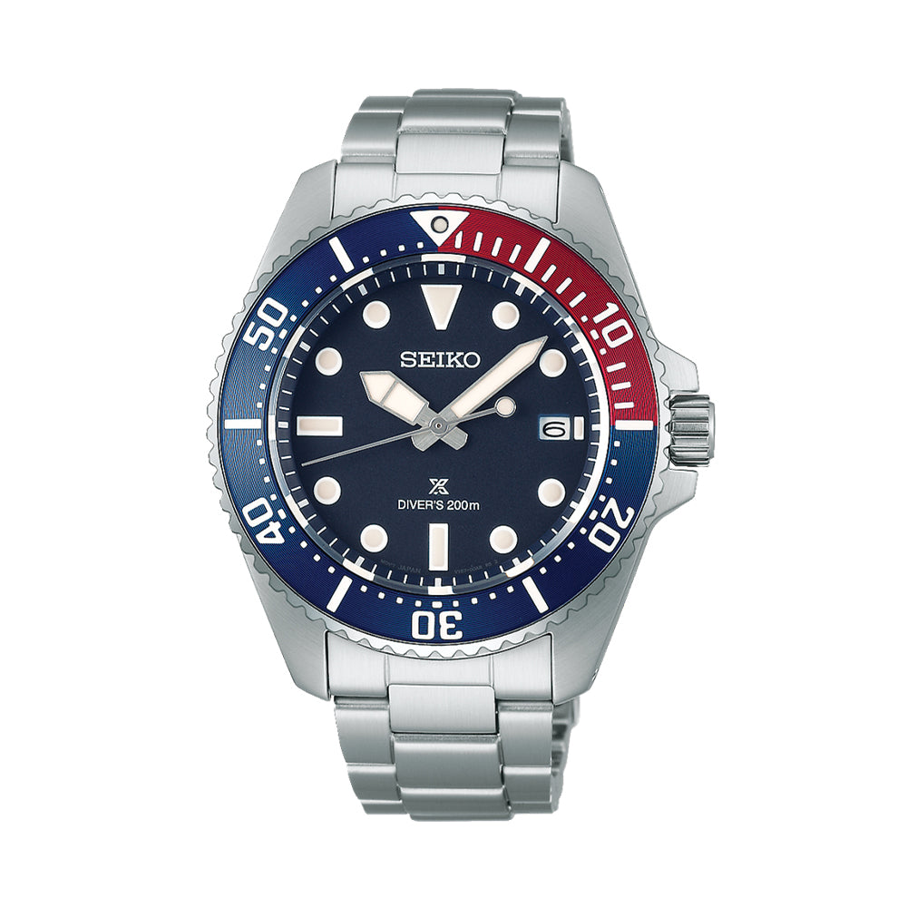 Seiko SNE595 Prospex Solar Diver Watch - 41mm Blue Dial Stainless Steel Bracelet for Men | Waterproof & Durable for Swimming, Diving, and Outdoor Adventures