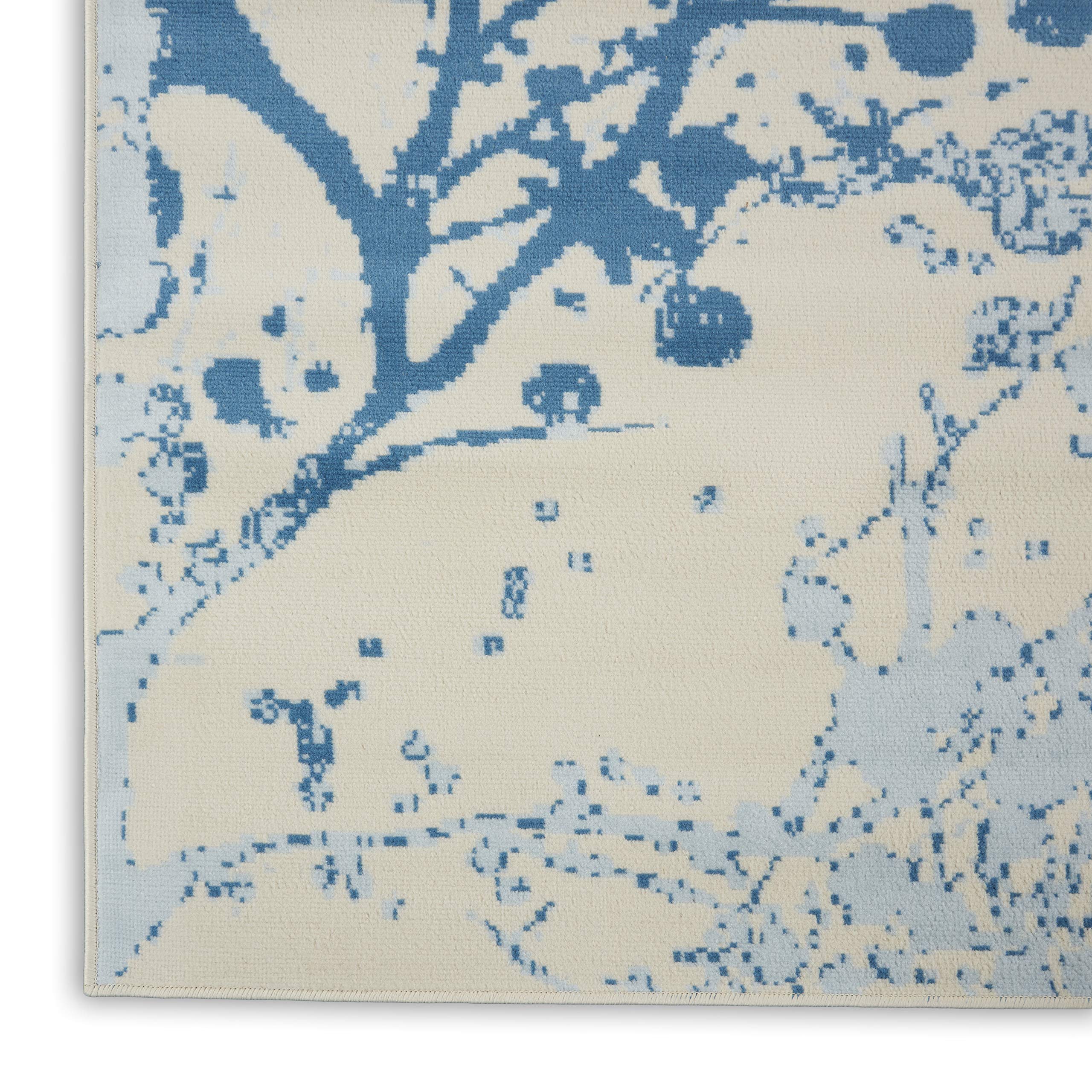 Nourison Jubilant Abstract Ivory/Blue 8x10 Area Rug - Easy Clean, Non-Shedding, Stain Resistant for Living Room, Bedroom, Dining Room & Kitchen | Soft & Durable Modern Home Decor