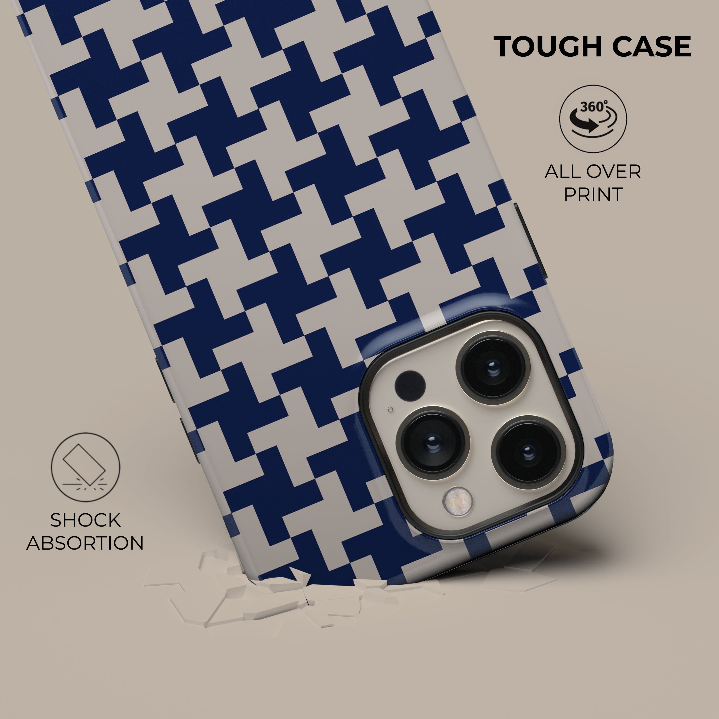 Stylish Blue Glen Plaid iPhone Case - Durable Protective Cover for iPhone 12/13/14 Pro Max - Perfect for Everyday Use, Travel & Work