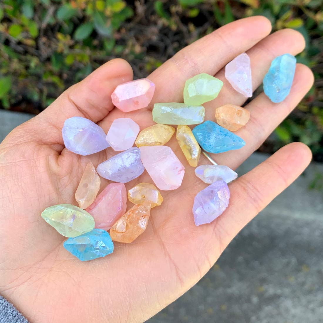 Natural Raw Healing Crystal Quartz Nugget Drilled Gemstone Loose Beads - 15 Inch Chakra Rainbow AB Titanium Coated Spacer Beads for Jewelry Making & DIY Crafts - Perfect for Meditation, Energy Healing & Spiritual Gifts
