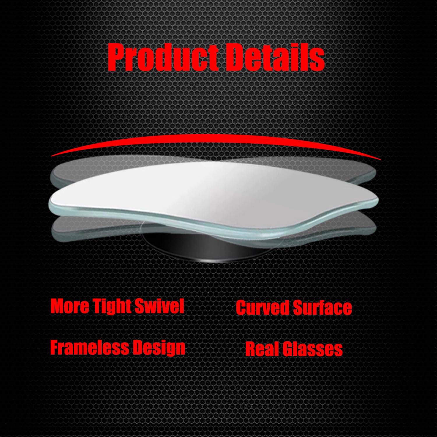 Ampper Frameless HD Glass Convex Blind Spot Mirror - Wide Angle Stick-On Rearview Mirror for Car Side (2-Pack) - Eliminate Blind Spots for Safer Lane Changes & Parking