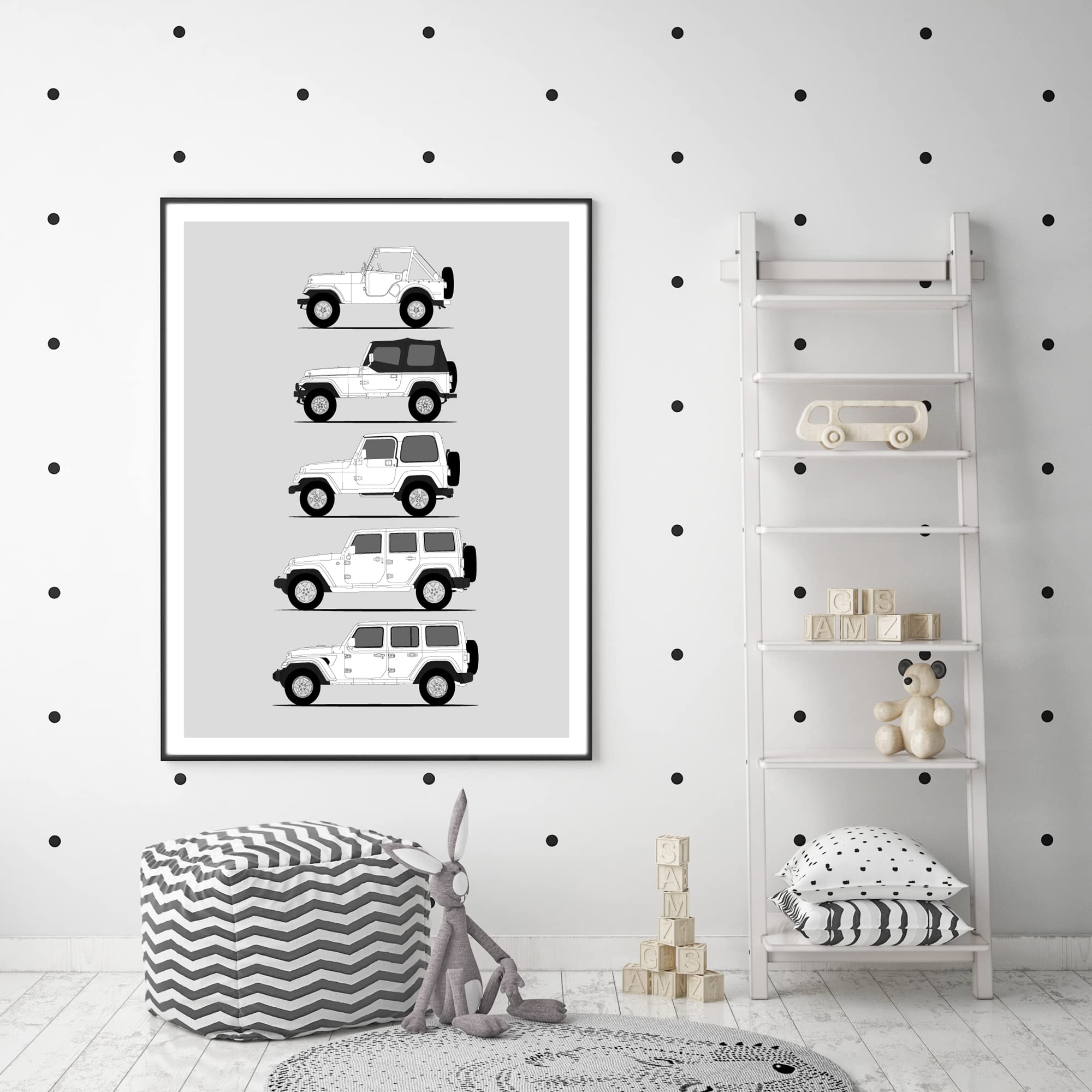 Jeep Wrangler Generations History Print (YJ, TJ, JK, JL) - 16x20