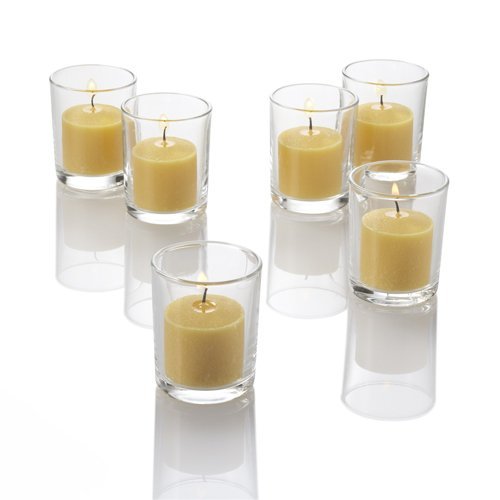144-Pack Richland Unscented Yellow Votive Candles with 144 Clear Glass Eastland Votive Holders - Perfect for Weddings, Parties, Restaurants & Home Decor