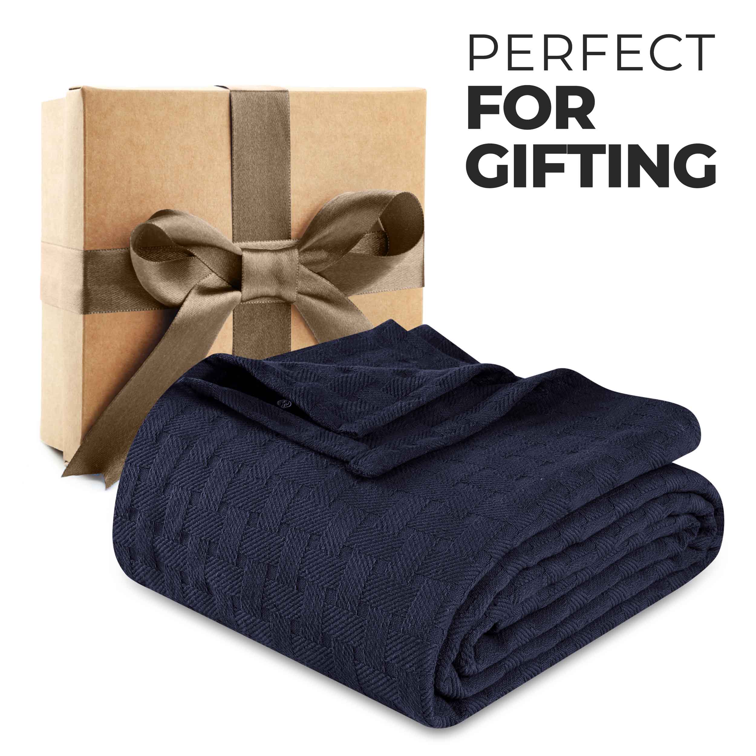 Soft Basketweave All-Season Cotton Bed Blanket & Sofa Throw - Lightweight Breathable Blanket for Bedroom, Living Room, Travel and Outdoor Use