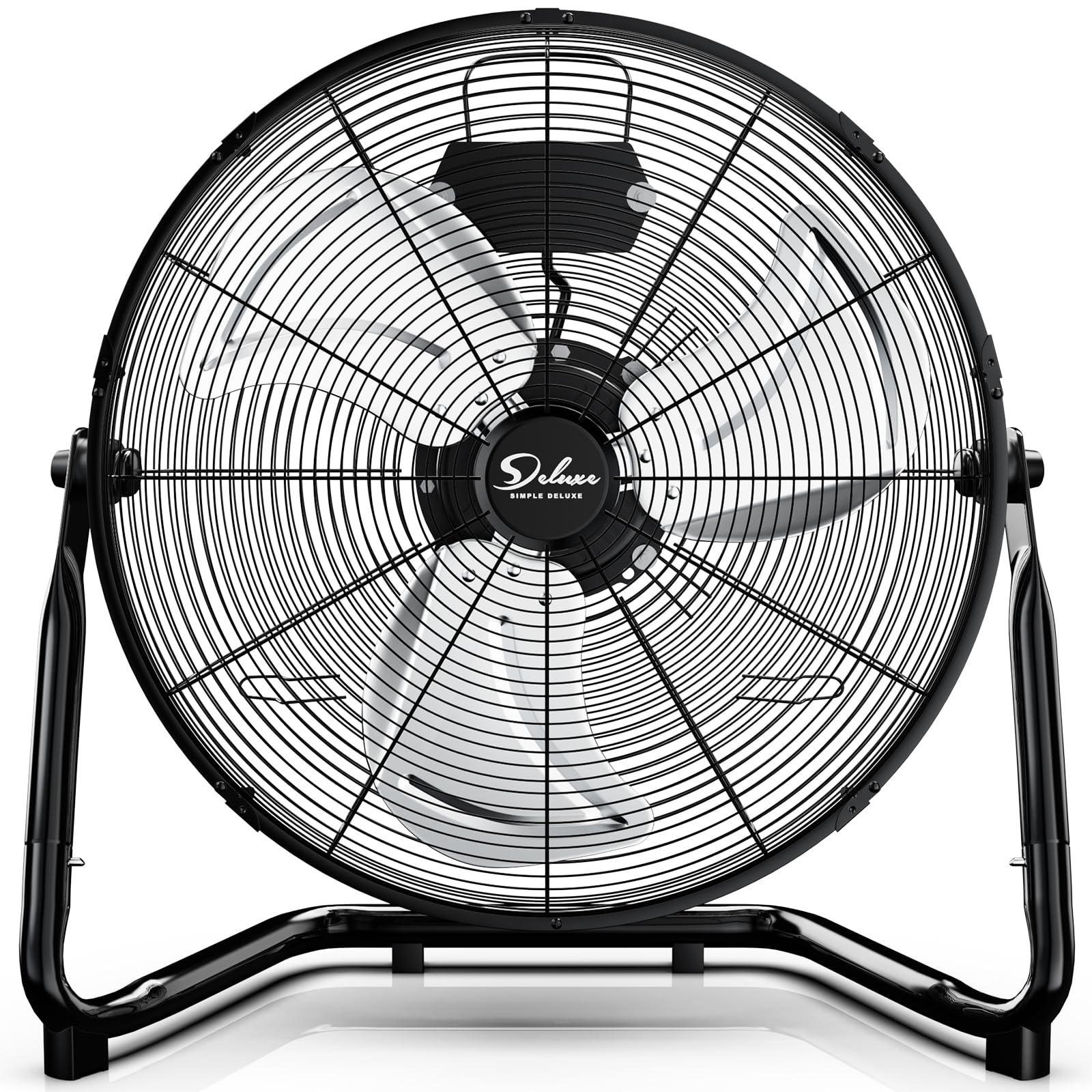 Simple Deluxe 12 Inch 3-Speed High Velocity Heavy Duty Metal Industrial Floor Fan - Black | Powerful Cooling for Warehouses, Garages & Workshops
