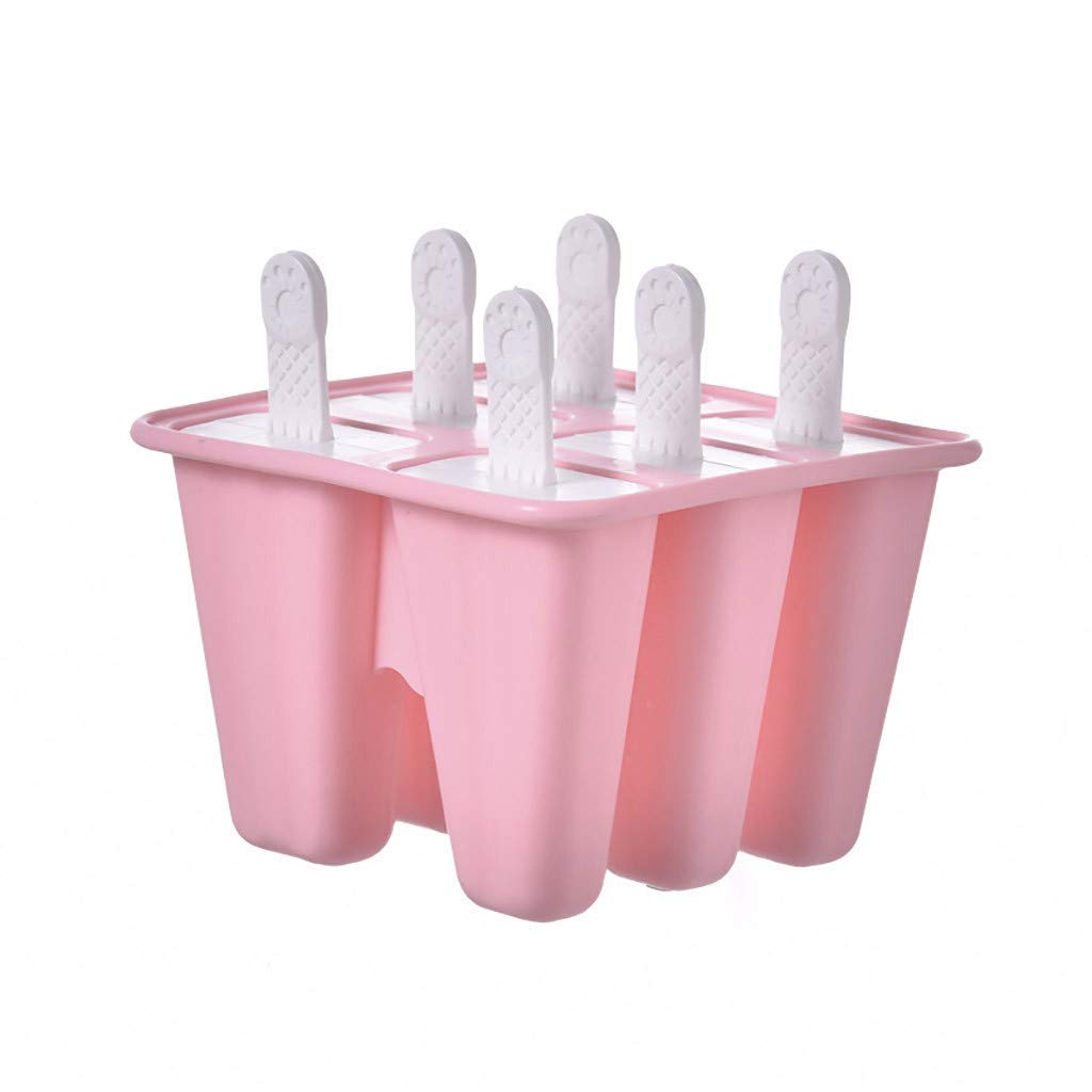 6-Cavity Reusable Silicone Popsicle Molds with Hole - Classic Kitchen, Dining & Bar Ice Trays for Homemade Treats (Perfect for Summer Parties, Kids Snacks & Cocktail Garnishes)
