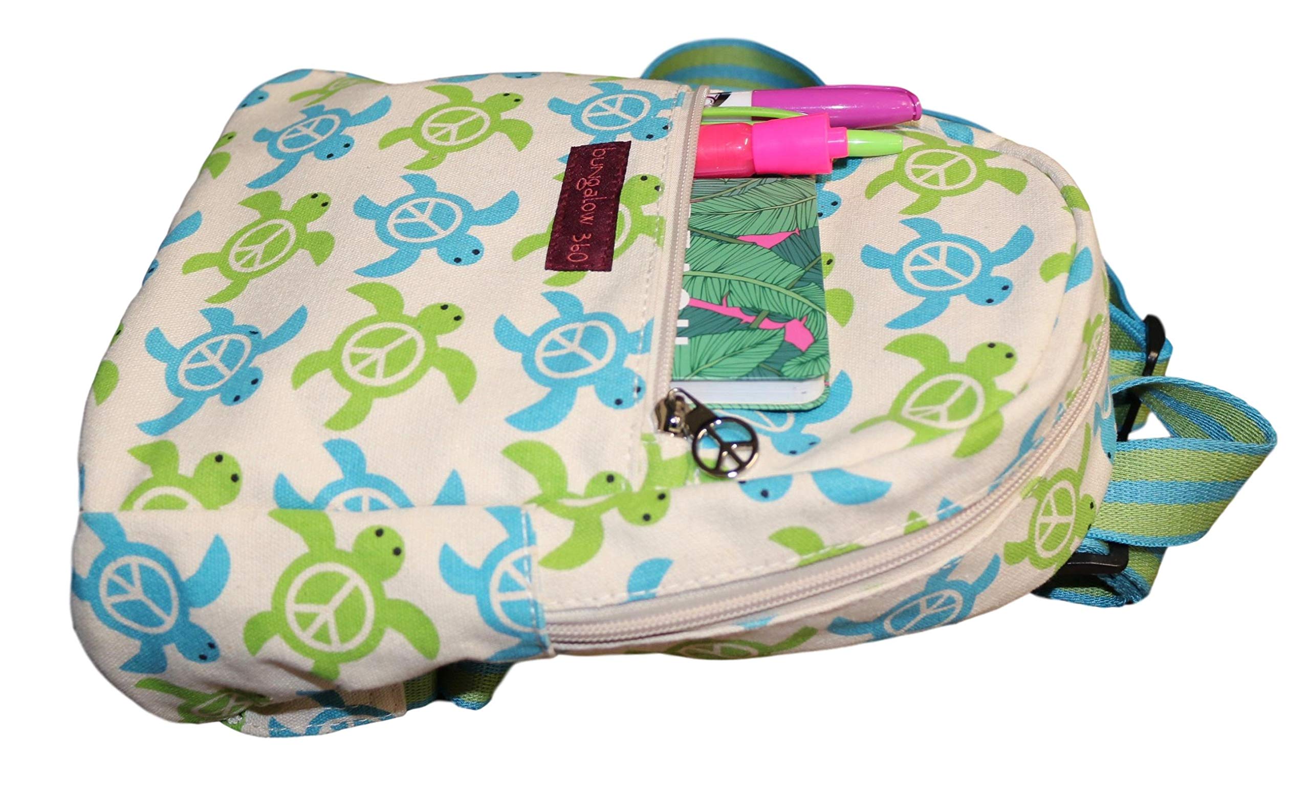 Bungalow 360 Mini Backpack for Adults - Small Lightweight Crossbody Bag with Adjustable Straps, Perfect for Travel, Hiking & Daily Use (Sea Turtle Design)