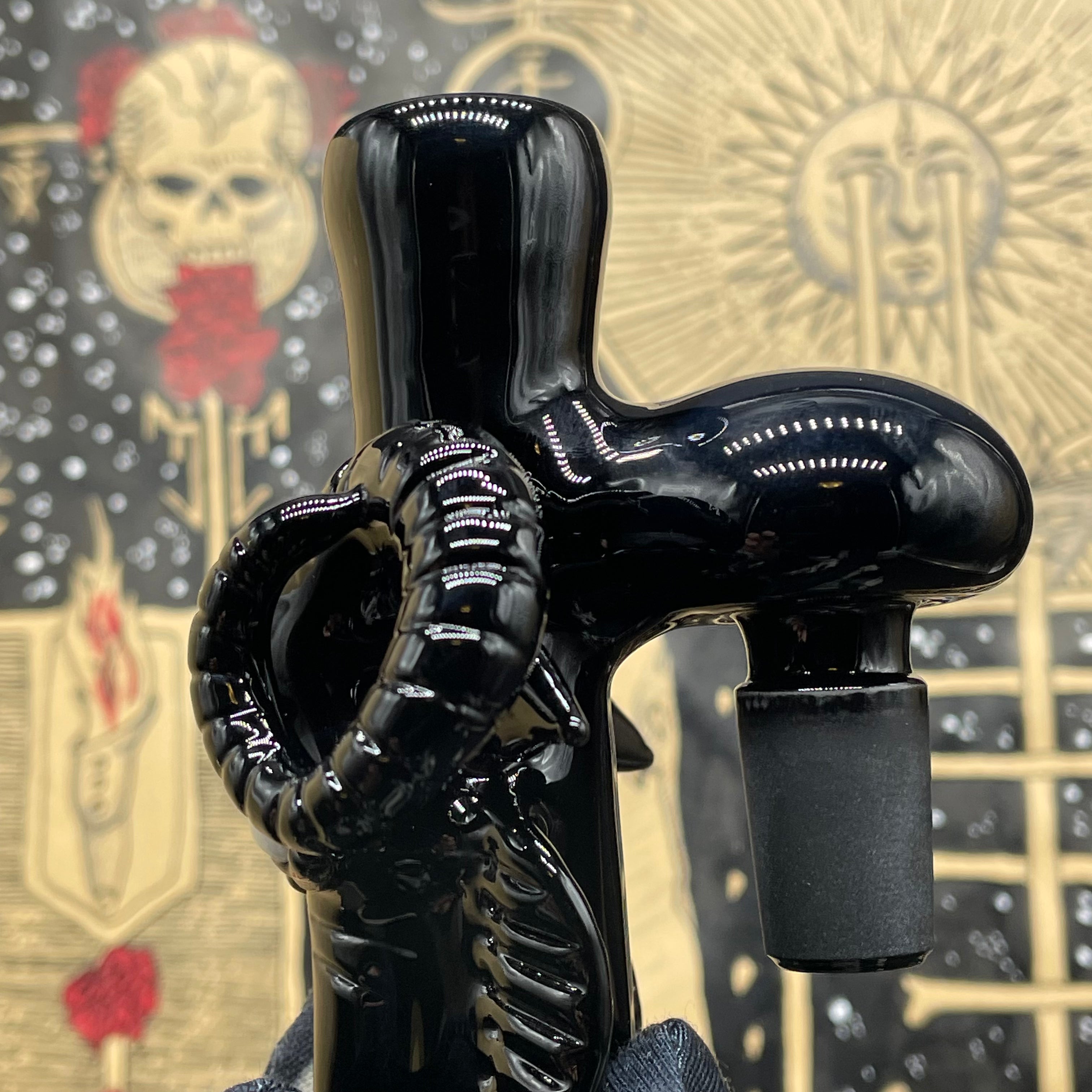 14mm Black Philip Ash Catcher for Bongs & Water Pipes - Premium Glass Filter with Diffused Downstem for Smoother Hits - Perfect for Herbal Use & Concentrates