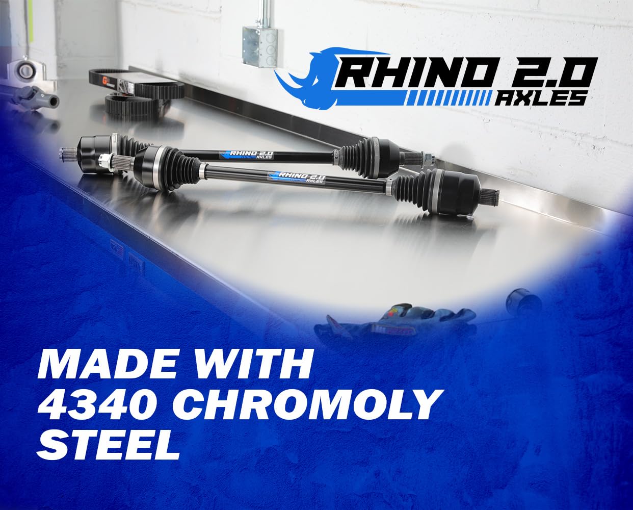 SuperATV Heavy Duty Rhino 2.0 Front Left Axle for 2020-2024 Kawasaki Teryx KRX 1000 - Chromoly Steel Construction, Heat Treated, Stronger Than OEM - Perfect for Off-Roading, Mudding & Trail Riding