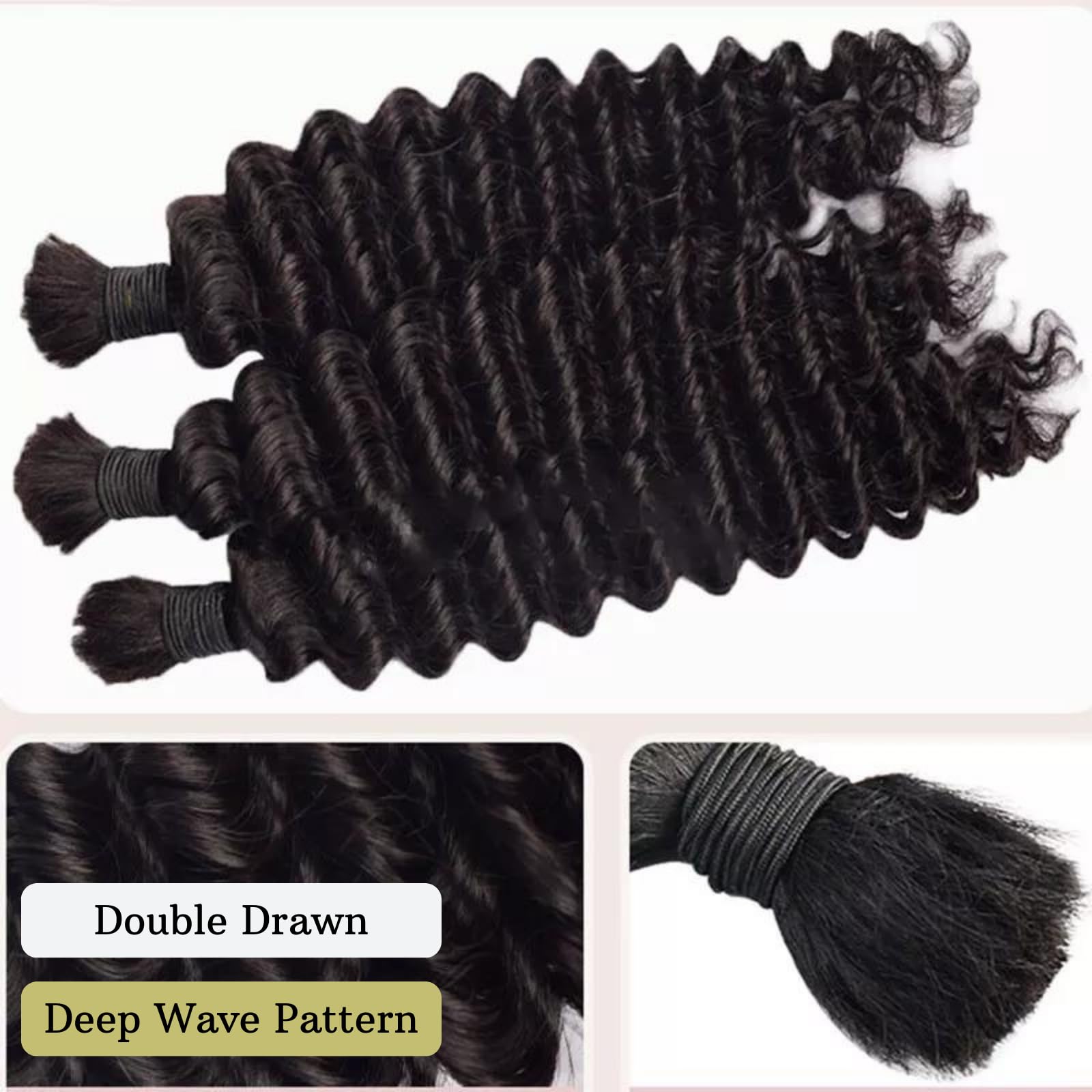 15A Soft Thick Virgin Human Hair Extensions for Boho Braids & Micro Braids - 18 Inch 200g (4x50g) No Weft Bulk Braiding Hair - Natural Black | Perfect for Protective Styles & Festival Hairstyles