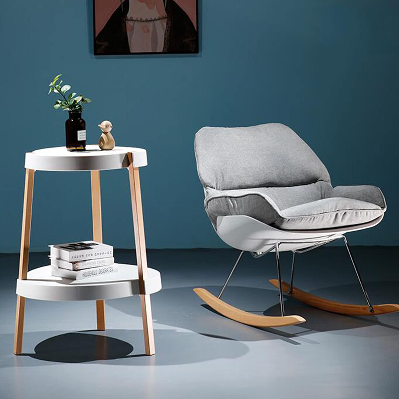 Round Wood Coffee Table with Storage Shelf - 19.29