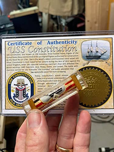 Authentic USS Constitution Sail & Wood Ship Pen with Certificate of Authenticity - Perfect for History Buffs, Collectors & Unique Gifts