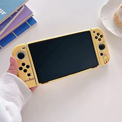 ENFILY Winnie the Pooh Case Compatible with Nintendo Switch OLED - Dockable Protective Cover, Soft TPU Ergonomic Joycon Skin Set - Perfect for Gaming, Travel, and Home Entertainment